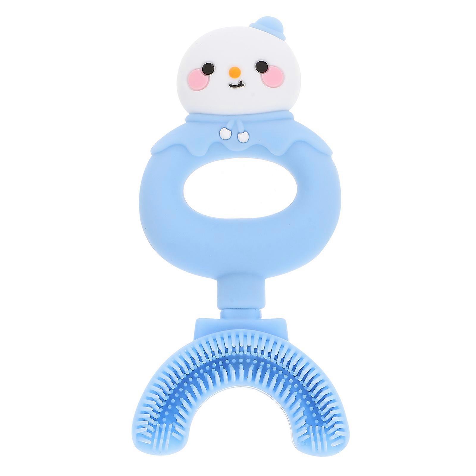 Manual Toothbrush U Shape Toothbrush for Kids Use Cartoon Snowman