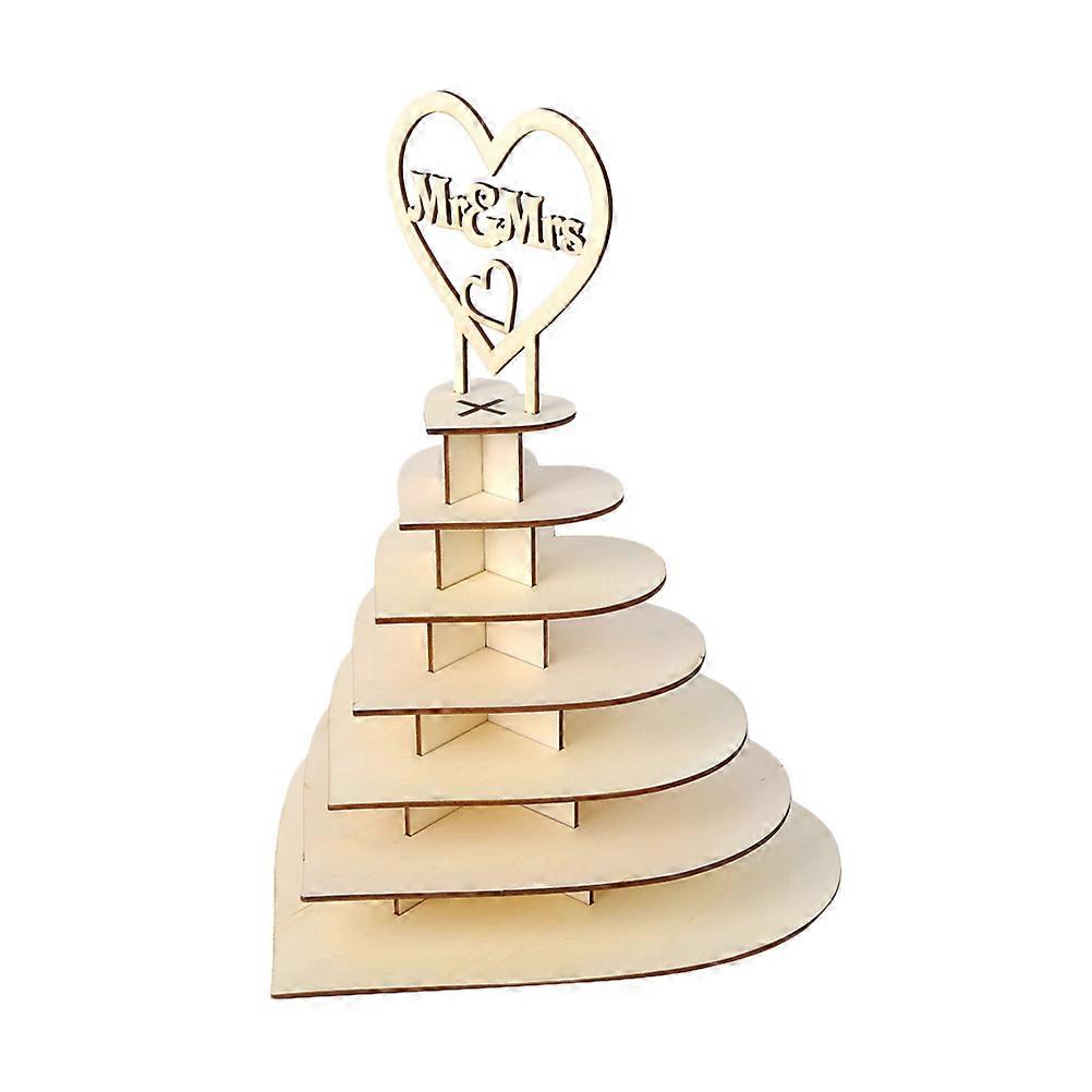 Wooden Display Stand for Wedding 7-Layer Chocolate Display Rack Heart Shape