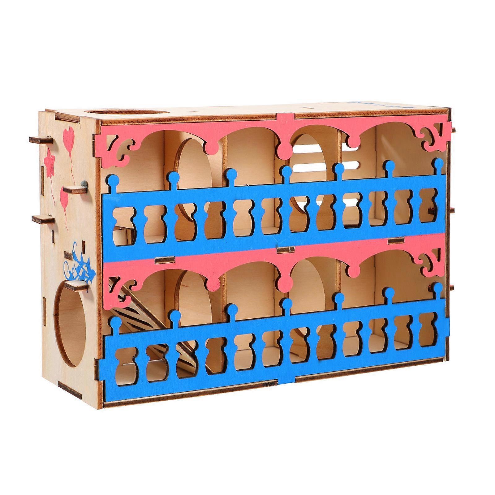 Wooden Hamster Maze Toy for Small Pets Active Play 3Pcs Assorted