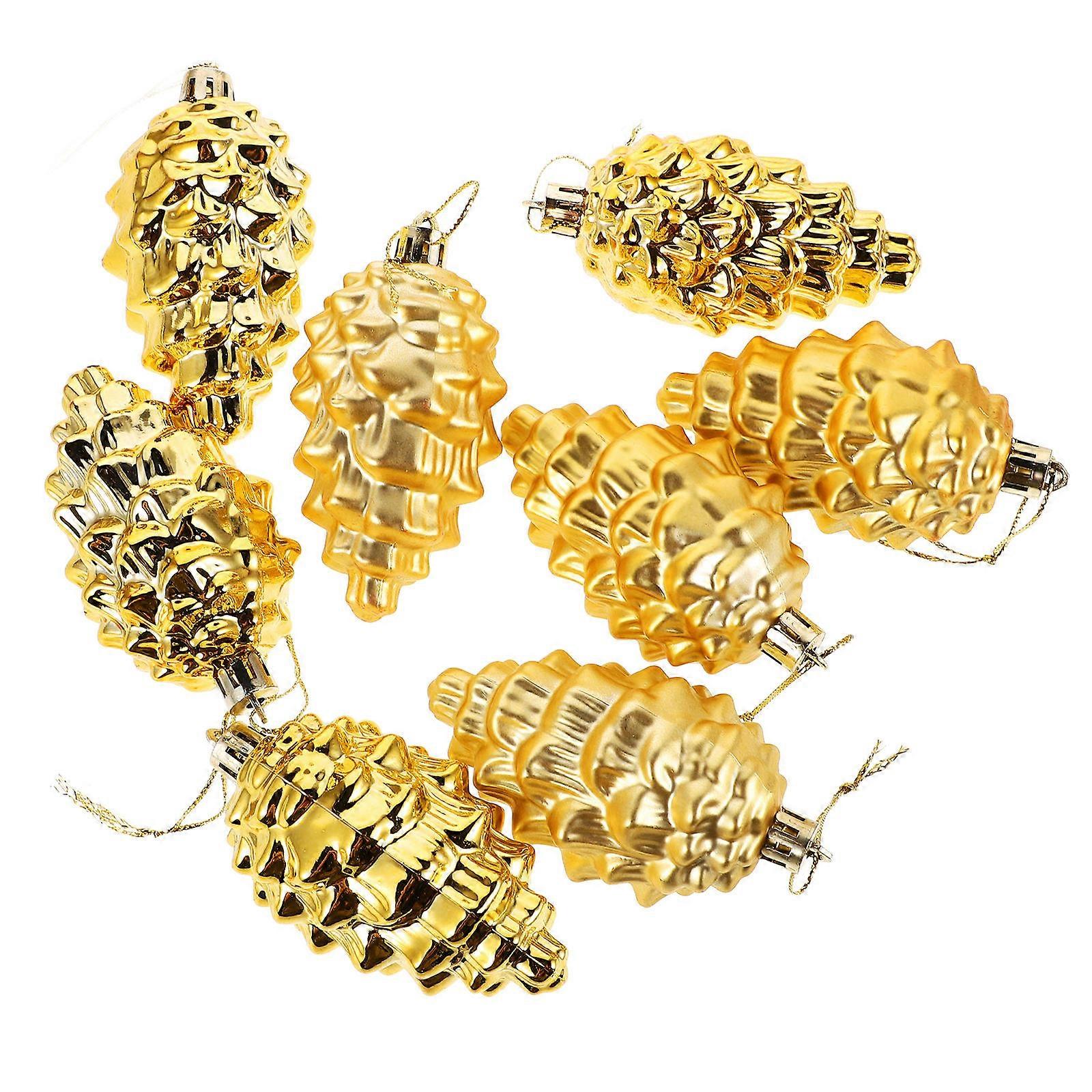 Golden Pinecone Ornaments Plastic for Christmas Tree Decoration 32Pcs Set