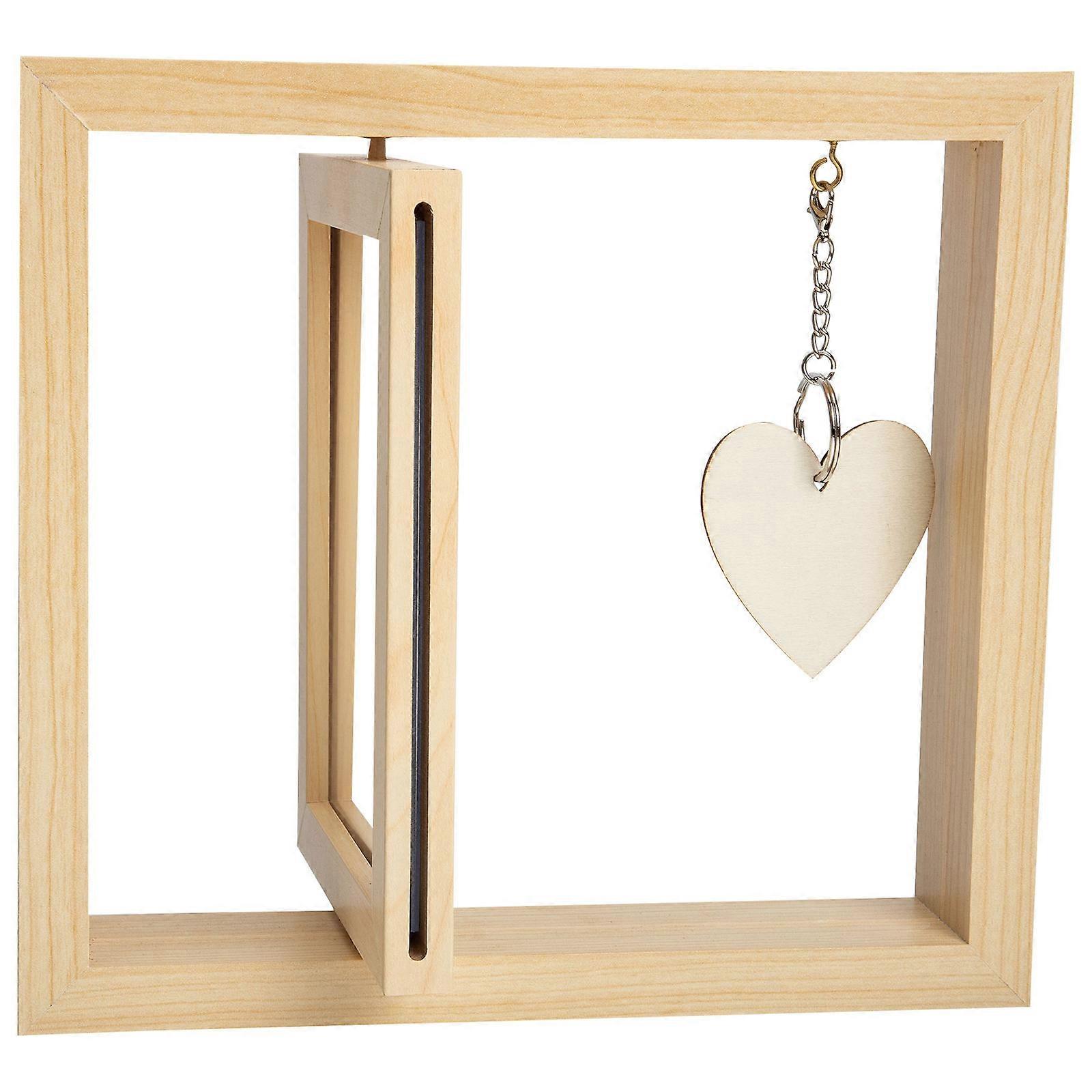 Wooden Picture Frame Rotating Photo Frame for Decoration 3Pcs Gift
