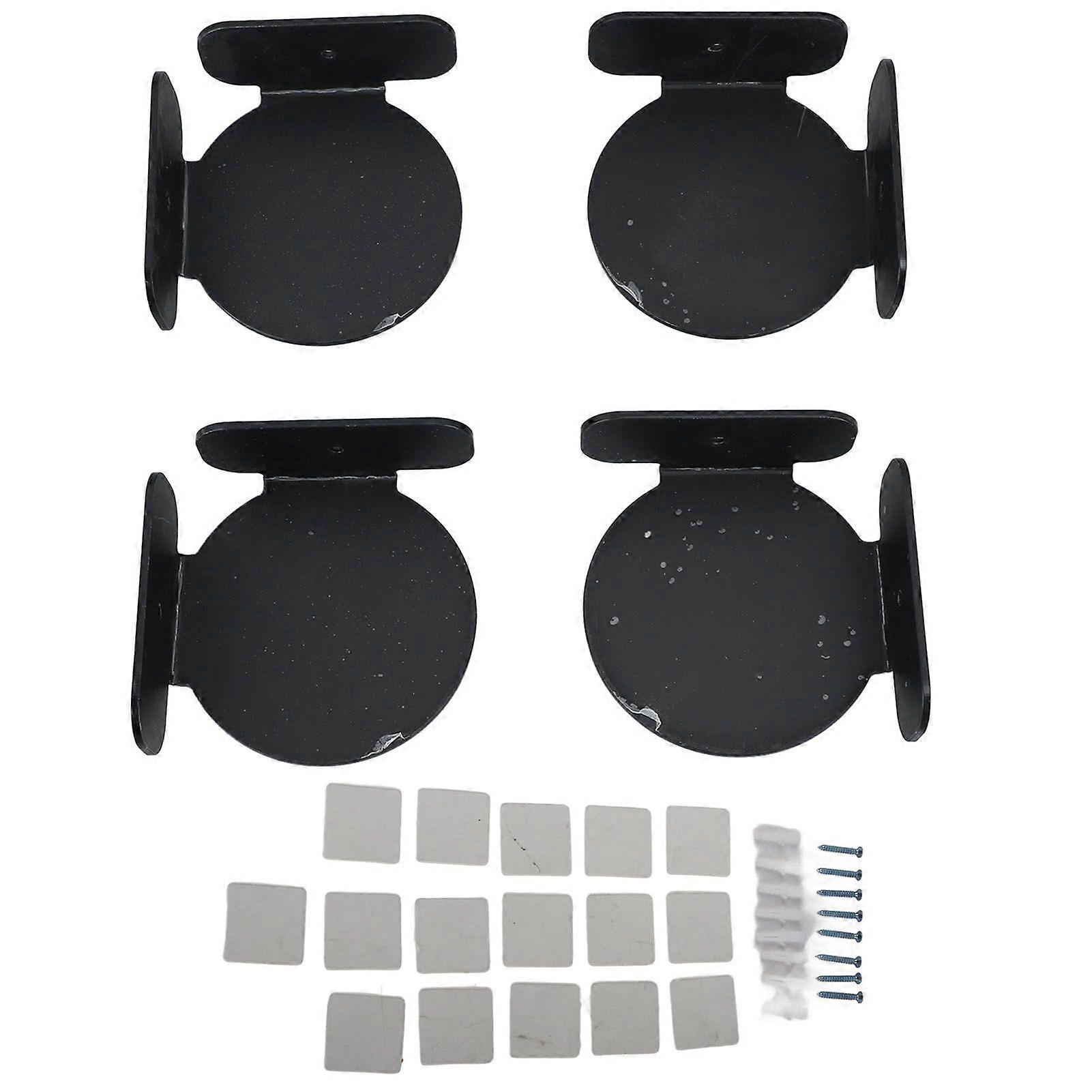 4Pcs Mini Circular Corner Shelf Space Saving Universal Wall Mount Floating Corner Shelf for Security Camera Baby Monitor Speaker Black