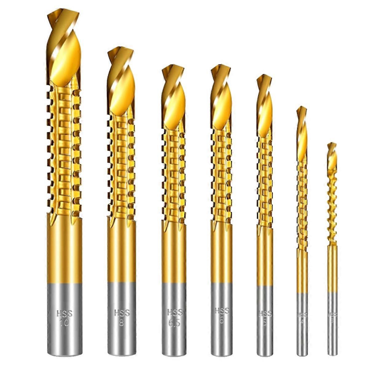 7PCS Titanium Coated HSS Twist Drill Bits,