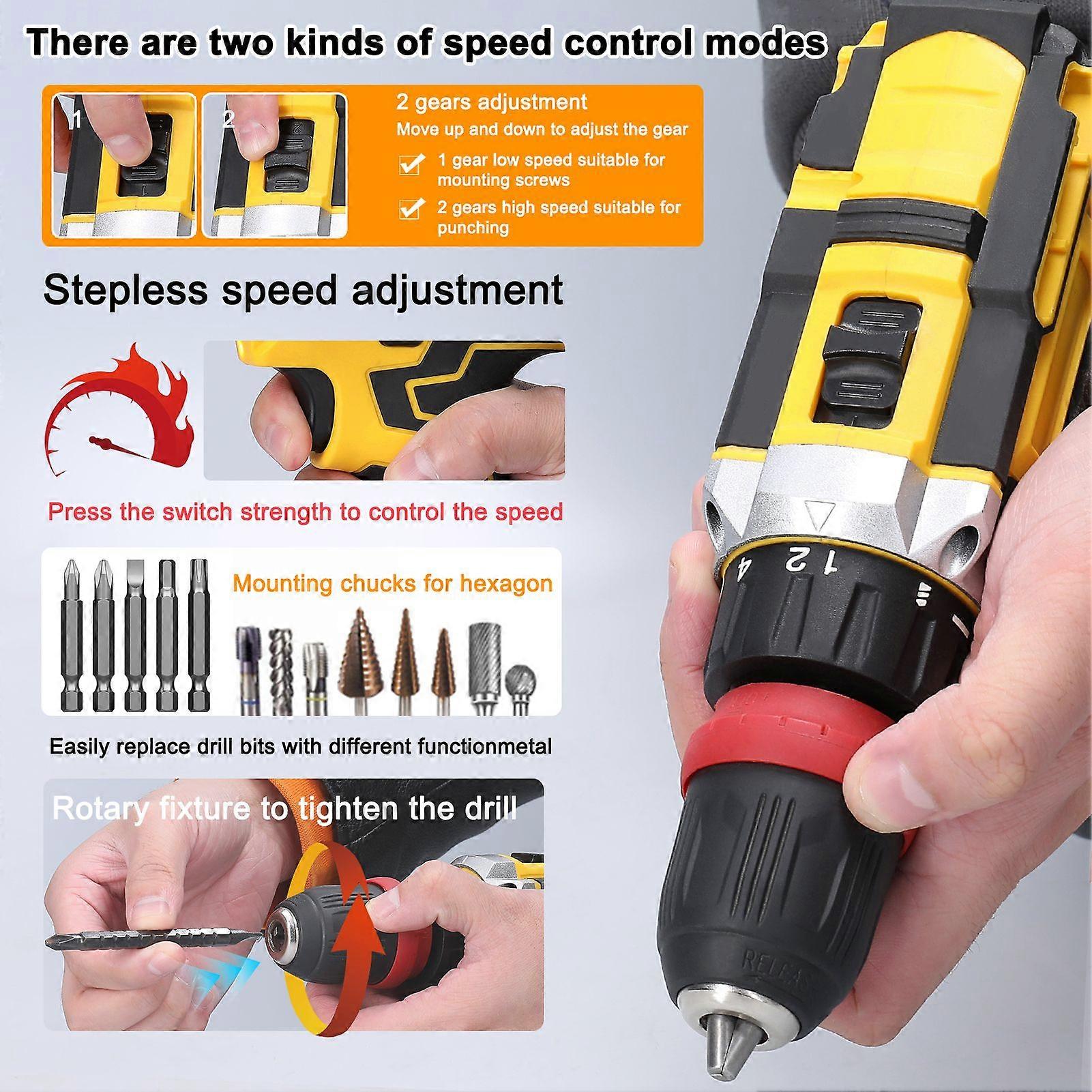 12 V 2in1 Lithium Drill Electric Screwdriver Multi-function Power Tool Brushed Motor Practical Screw Driver for Home Appliances Furniture Installation