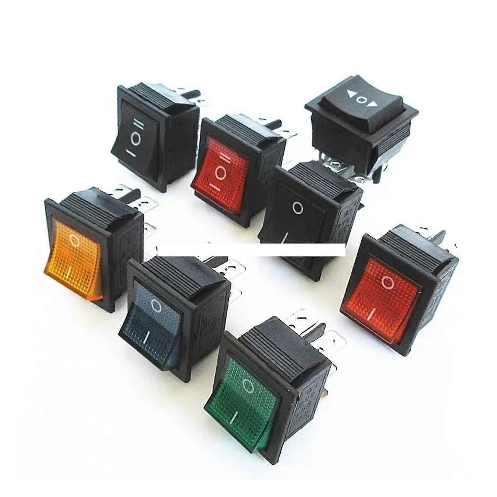 2pc KCD4 Rocker Switch Power Switch 6 Pin 3 Position Latching with Lamp Light 31x25mm for Boat DIY Applications