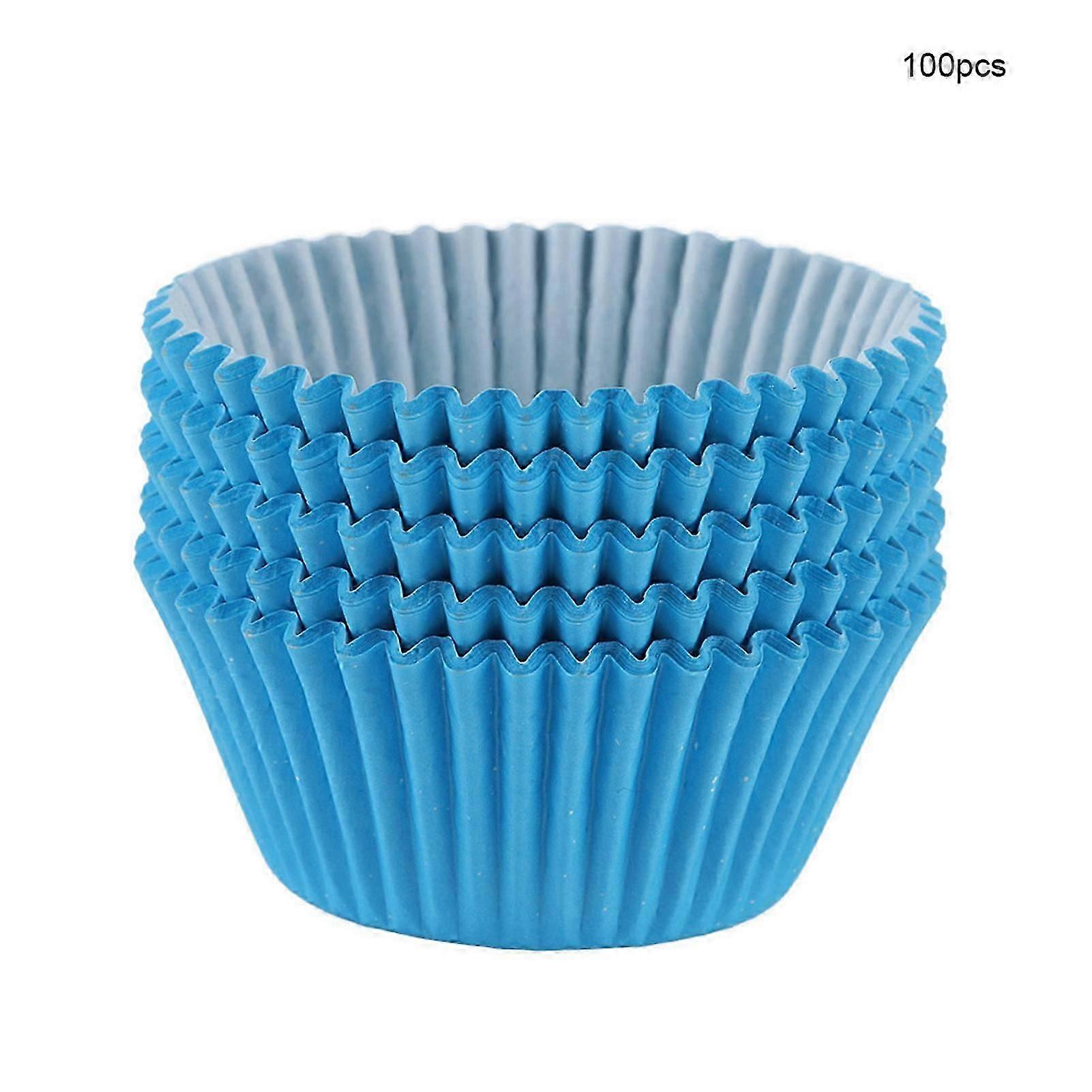 100PCS Mini Cupcake Liners Round Cake Baking Cups Muffin Boxes Home Party Blue