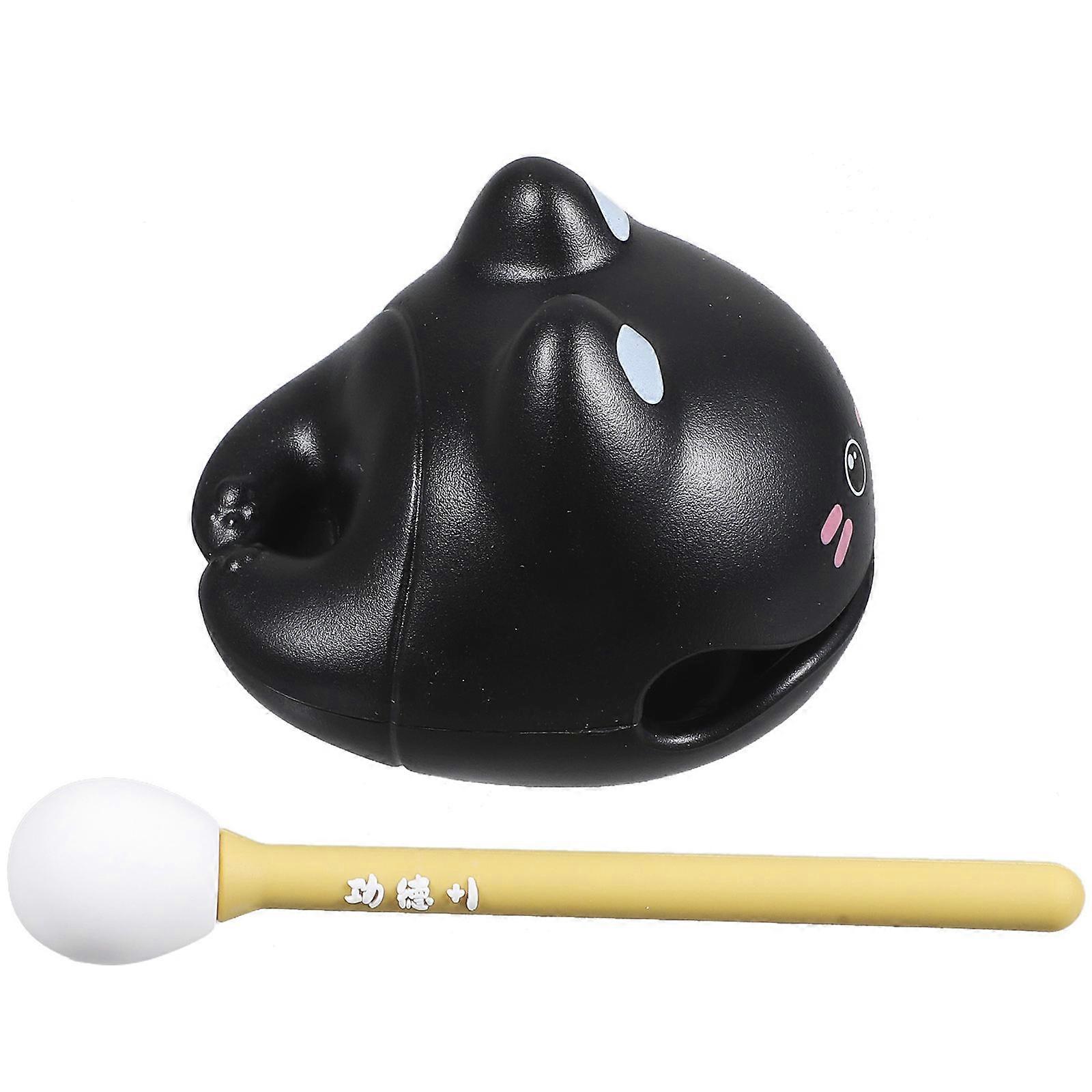Black Wooden Fish Percussion Toy Cat Shape for Playing Use 3Sets