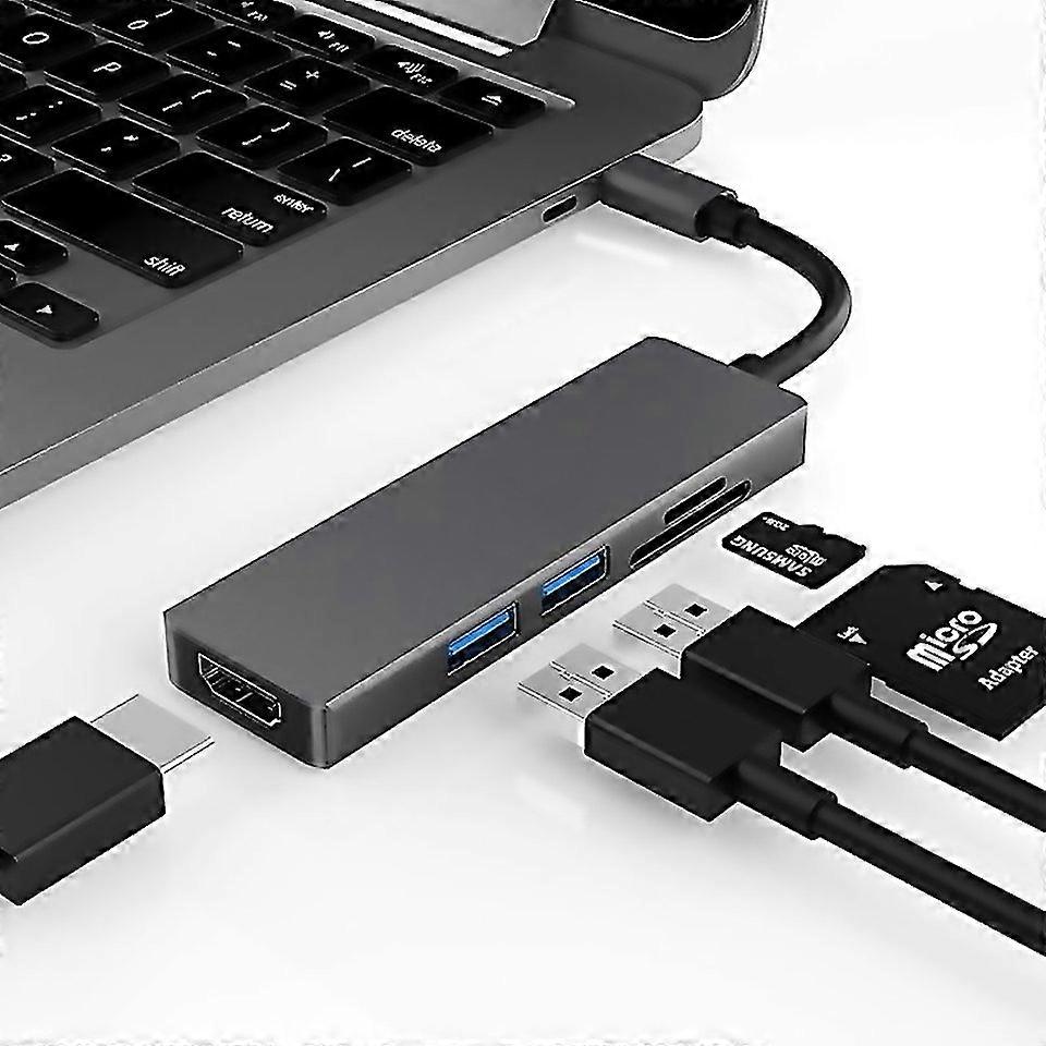 For 5 In 1 Typec To Hdmi 2 X Usb 30 Sd Tf Card Slot Hub Adapter