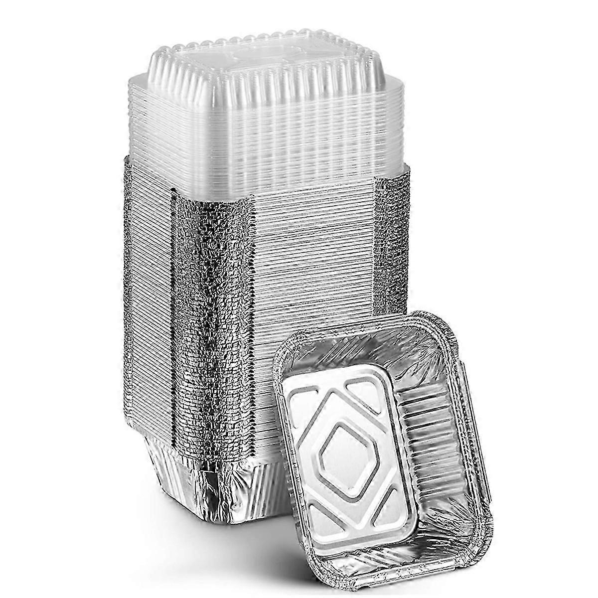 Takeaway Pan with parent Lid, Rectangular Aluminum Foil Tray, Tightly Sealed, 410ml