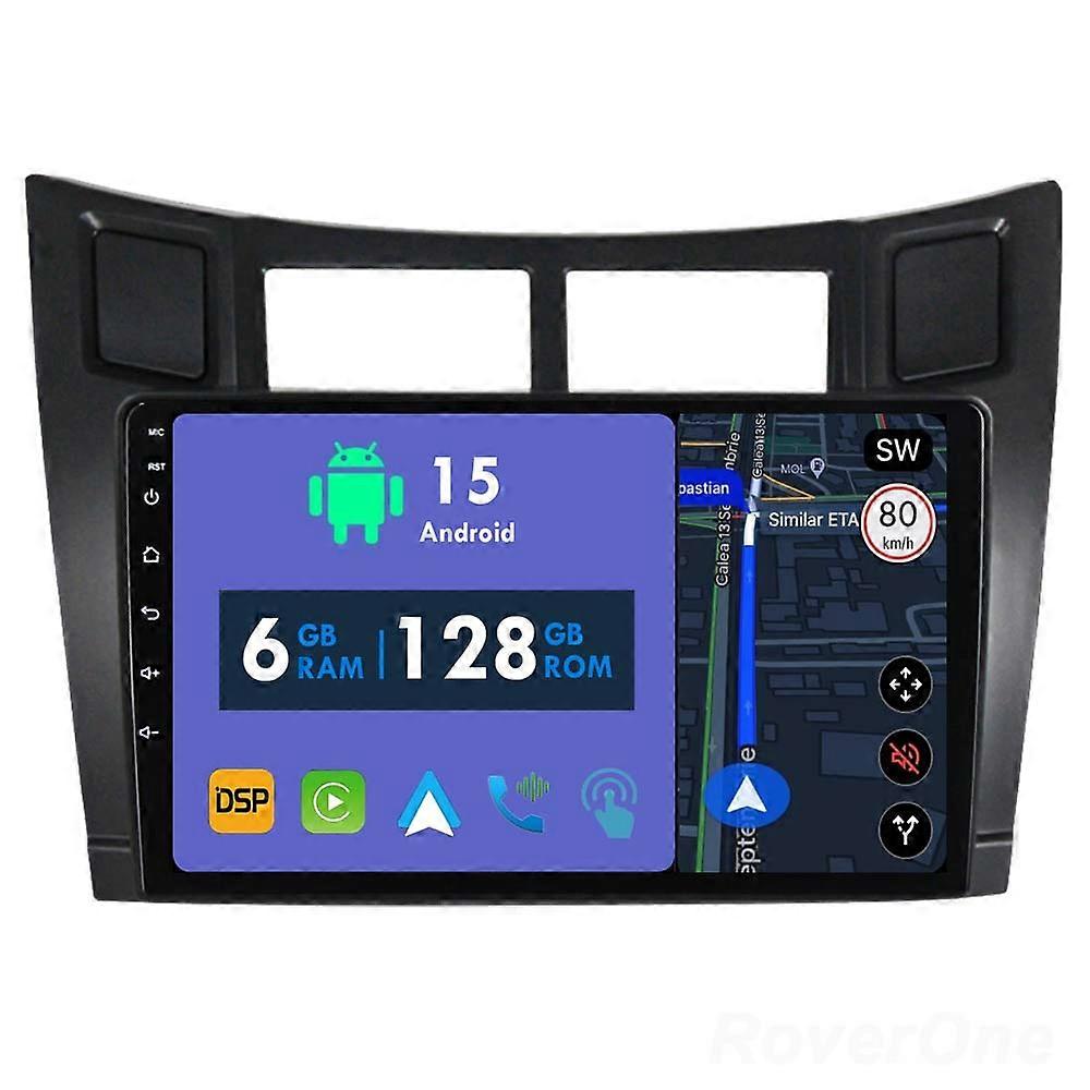 Car Radio 6G+128G CarPlay GPS Navigation Head Unit for Toyota Yaris 2 XP90 2005 - 2012 Android Auto Bluetooth Stereo Touch Screen