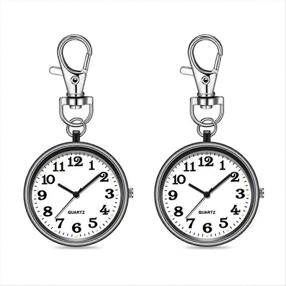 2pcs Nurses Watches Quartz Pocket Watch for Nurses Black