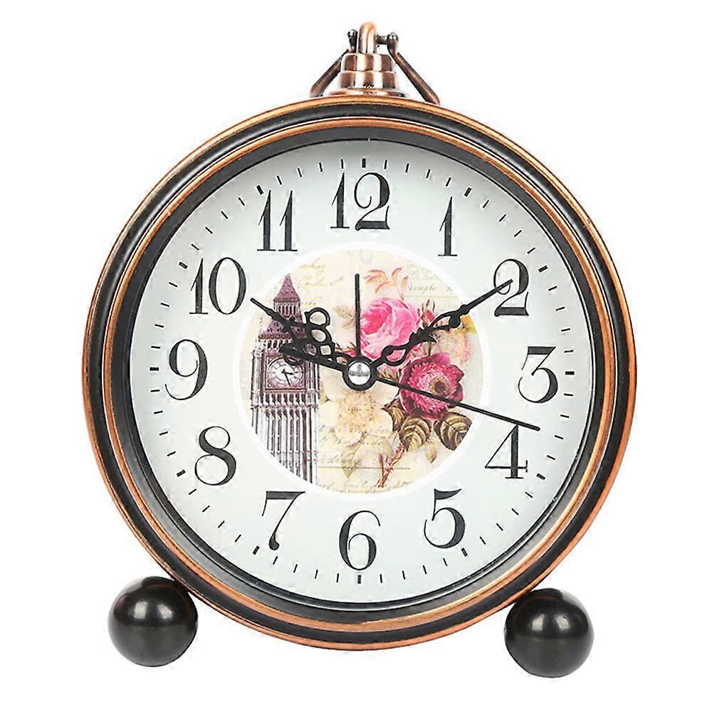 Retro Silent Alarm Clocks Bedside NonTicking Vintage Desk Clock BatteryPowered Table Clock For Bedroom (X)