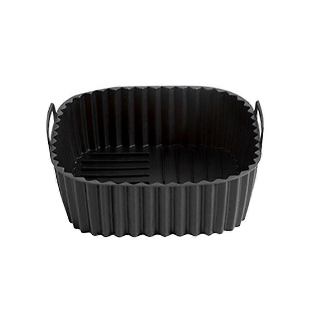 Reusable Silicone Air Fryer Liners with Handle Black Red Oven Liner for 4-7 QT Square Air Fryer Mat Roasting