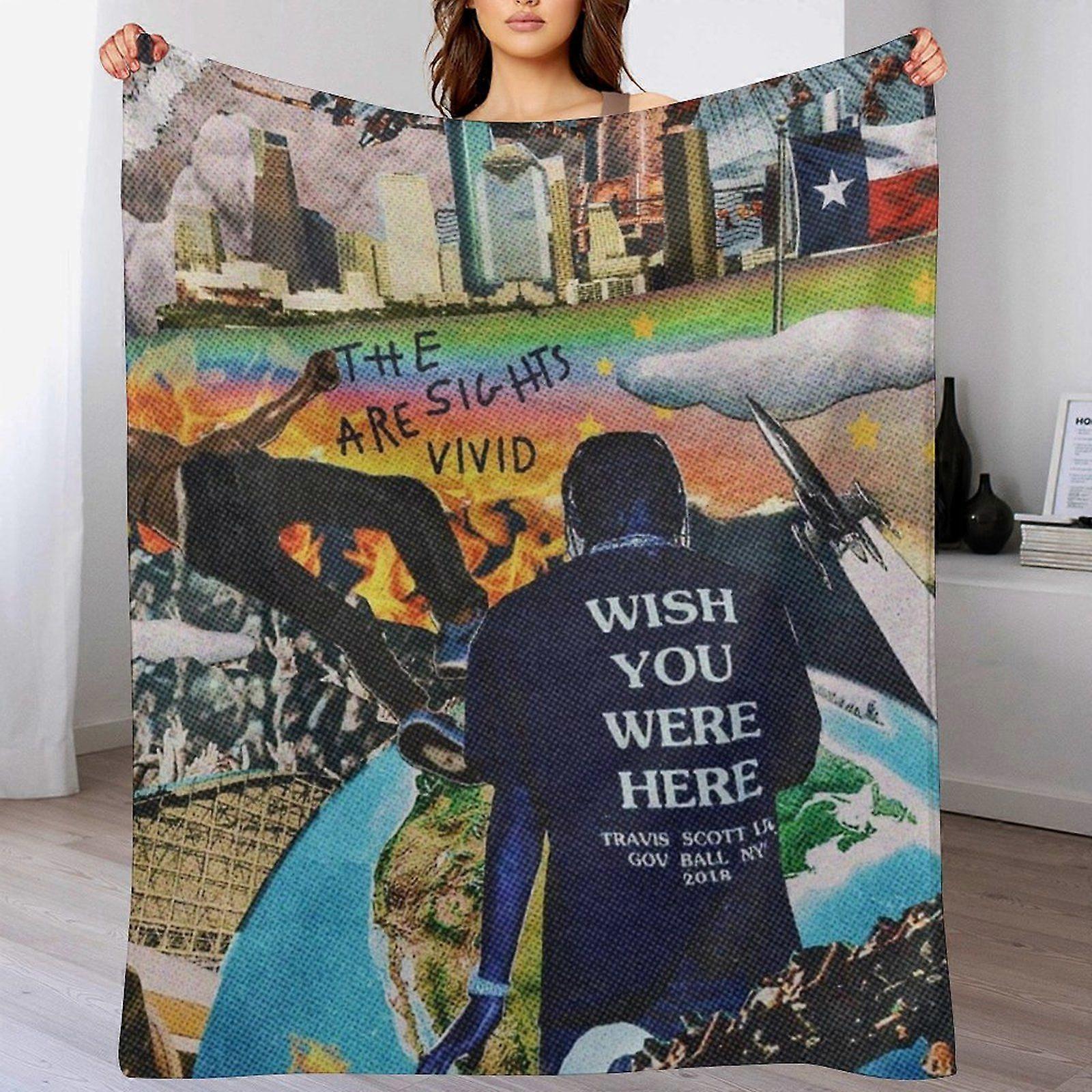 Travis scott Plush Warm Blanket for Sofa Office  Portable Velvet Skin-Friendly Anti-Pill Breathable