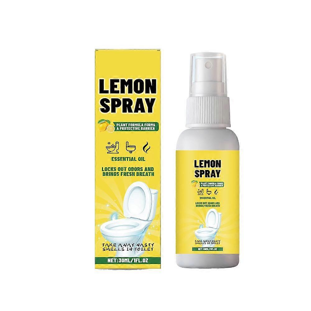 30ml Lemon Scented Toilet Deodorizer Spray with Silver Chloride Odor Lock Technology Portable Bathroom Air Freshener for Anytime Freshness