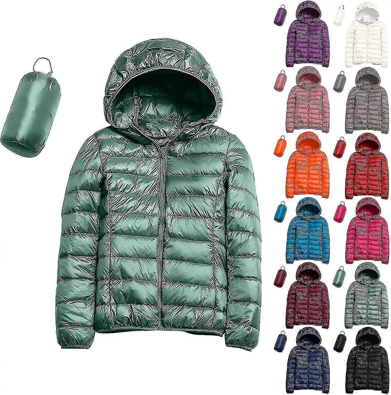Mulheres Casual Leve Com Capuz Para Baixo Jaqueta Embalagem Puffer Casacos Ultra Leve Peso Curto Down Jaqueta com saco de armazenamento