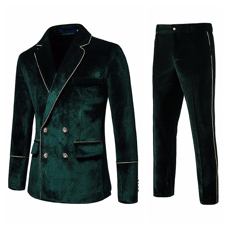 2022 Spring & Autumn Men's Velvet Suits Classic Europe Size Suit Fit Double Breasted For Prom
