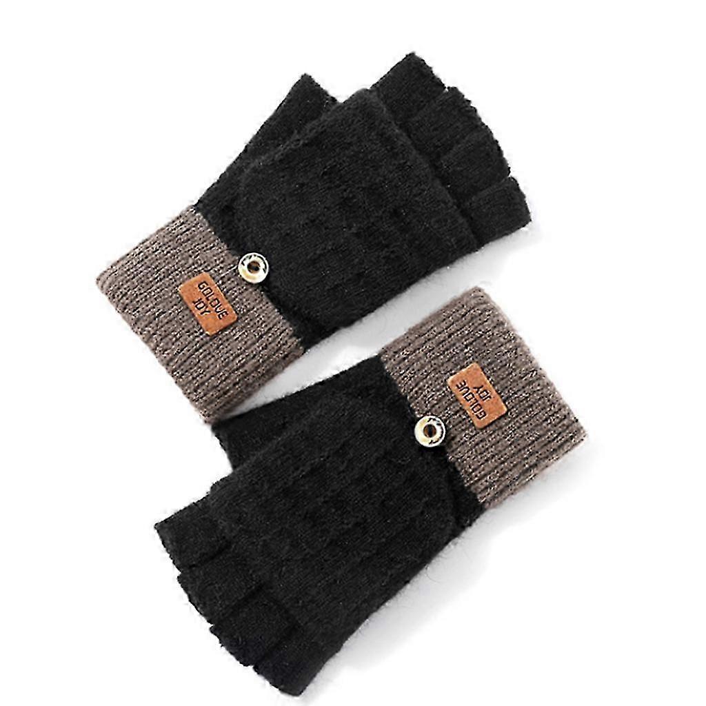 Color Matching Design Winter Warm Half&Full Finger Convertible Glove Keep Warm