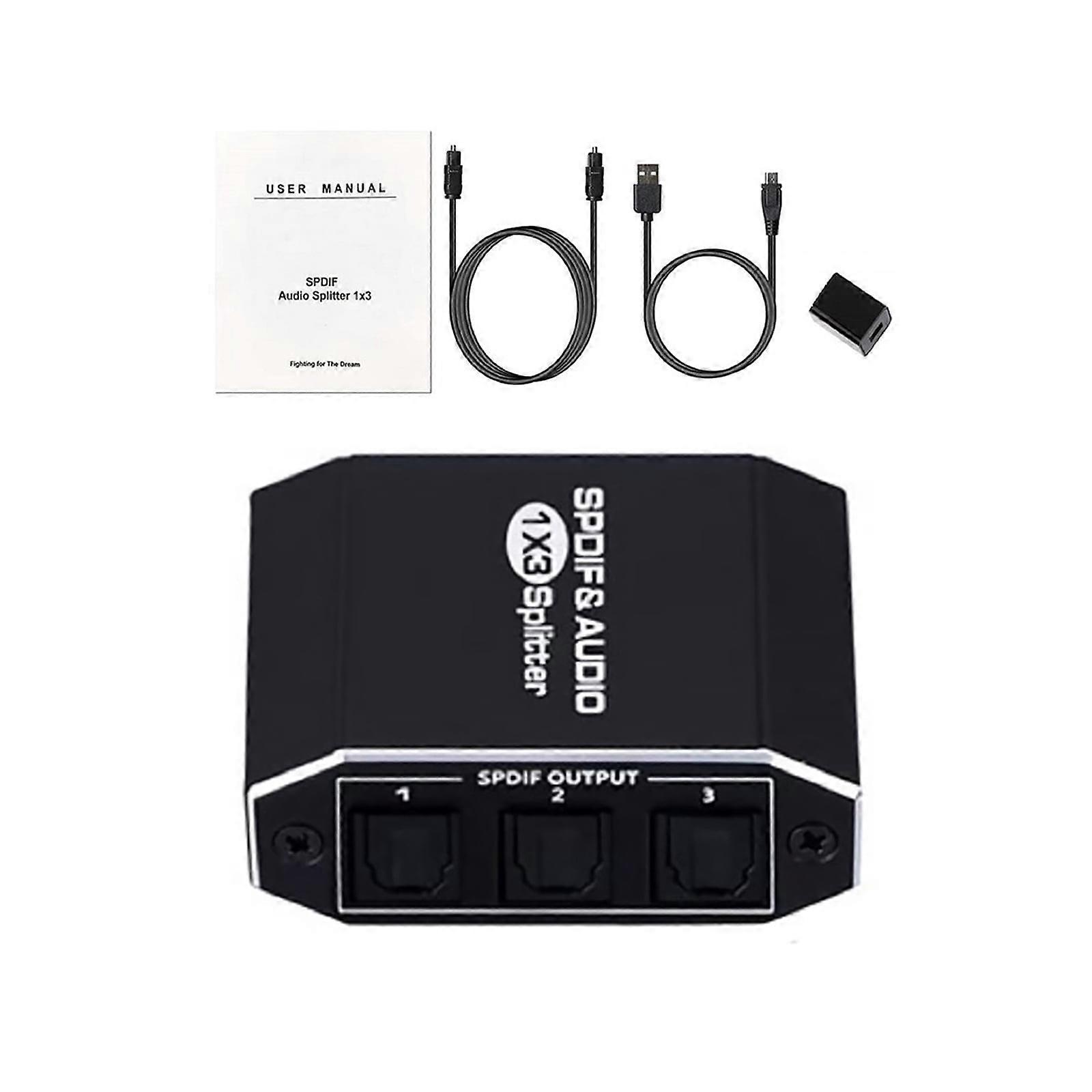 GUYUTING For Toslink Splitter 1 in 3 Out Supports LPCM/DTS/Dolby, Enhances Audio Experience for AV Receivers