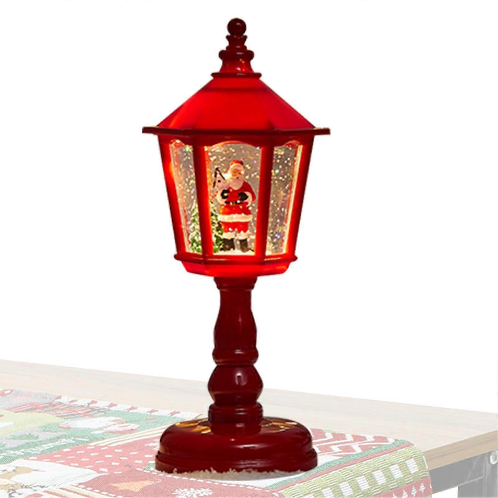 Lanterns Snow Globe Battery Operated Hexagon Lanterns Warm Glow Christmas For Dining Table Fireplace Porch Window Frame