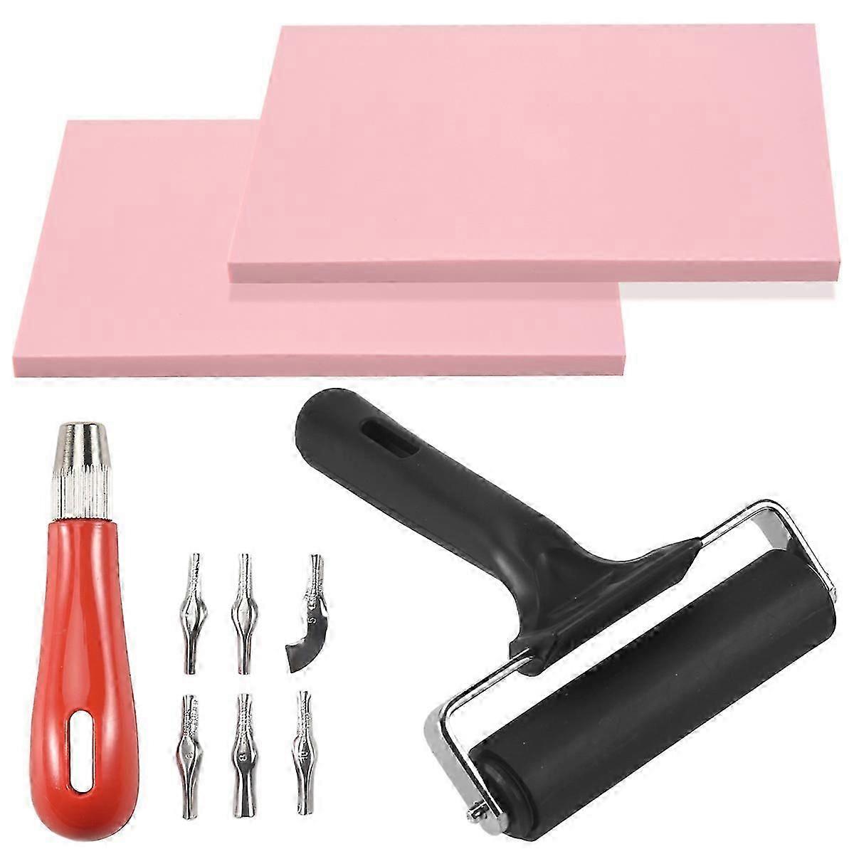 Rubber Stamp Making Kit,Block Printing Tool Kit,Linoleum Cutter with 6 Type ,Tracing Paper for