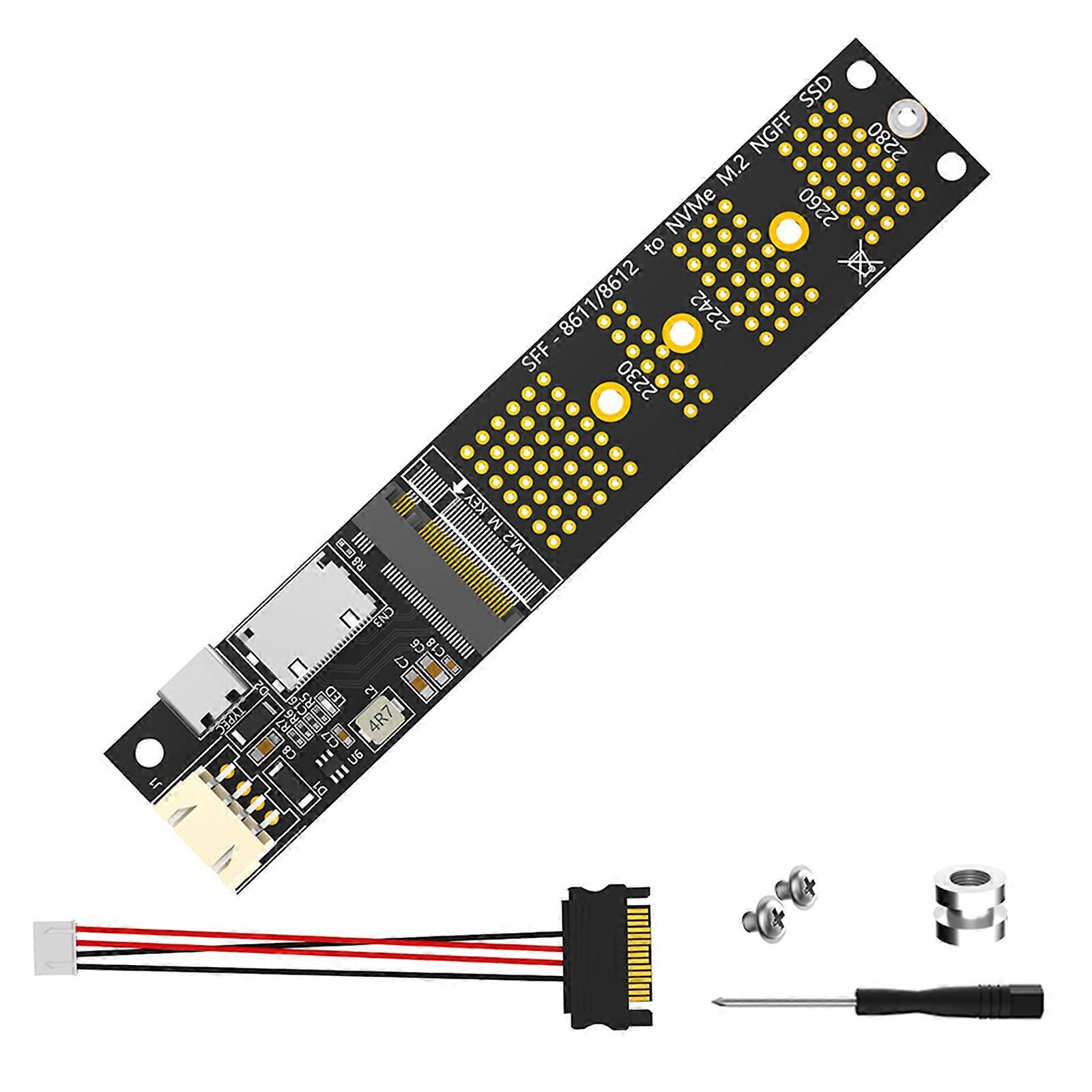 M.2 NVMe SSDs to SFF 8611 8612 Adapter Risers Card for 2230/2242/2260/2280 SSDs Computer and Office Multicolor