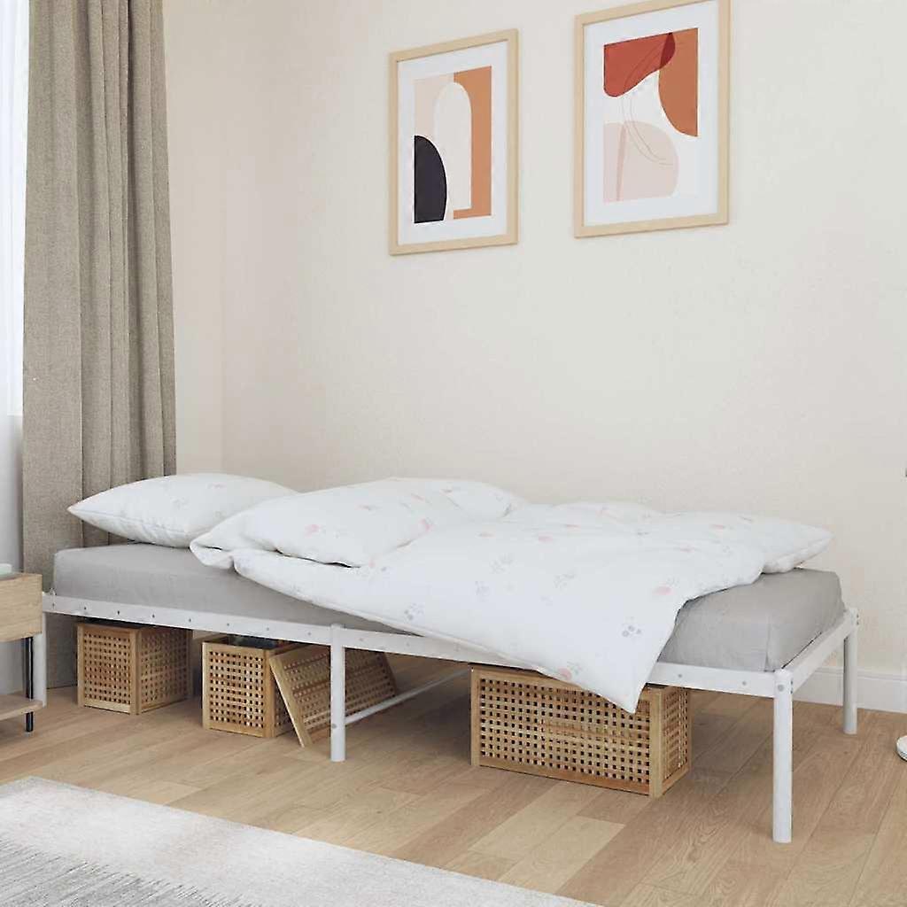Bed frame metal white 75x190 cm