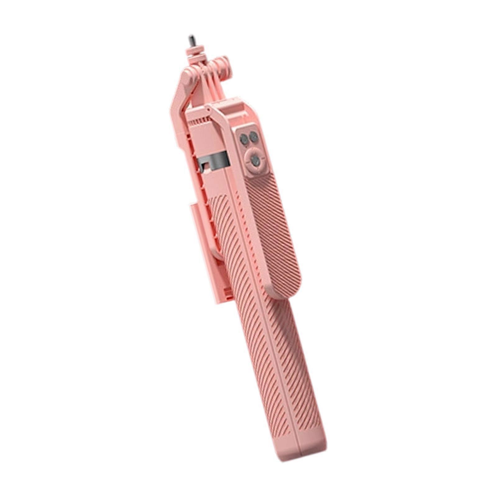 Quadruped Phone Tripod Aluminum Construction Bluetooth-compatible Remote Control Selfier Stick Tripod  Pink