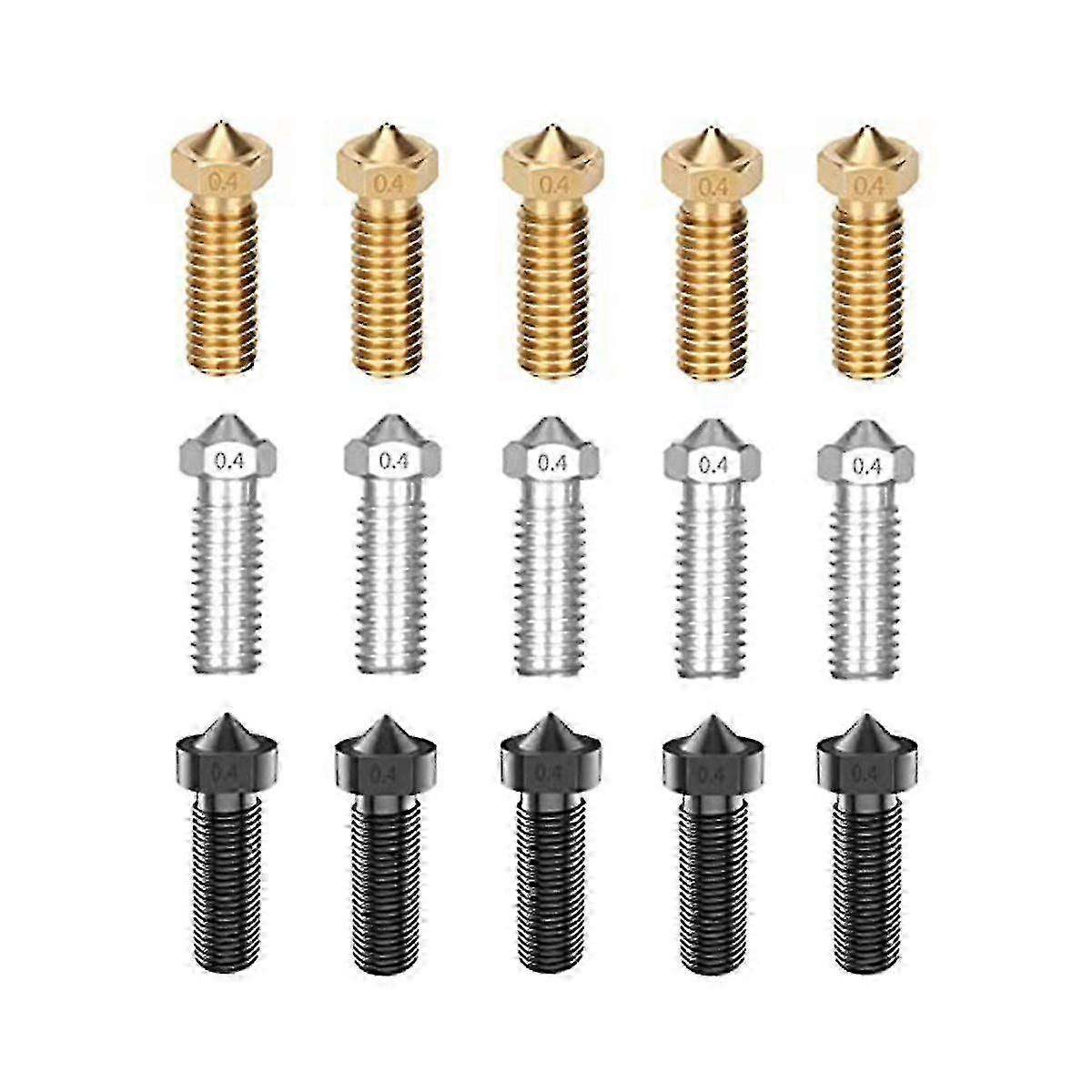 15 قطعة فوهات كيت ل Vyper ، 3D أجزاء الطابعة تصلب الصلب / الفولاذ المقاوم للصدأ / النحاس 0.4mm فوهات كيت