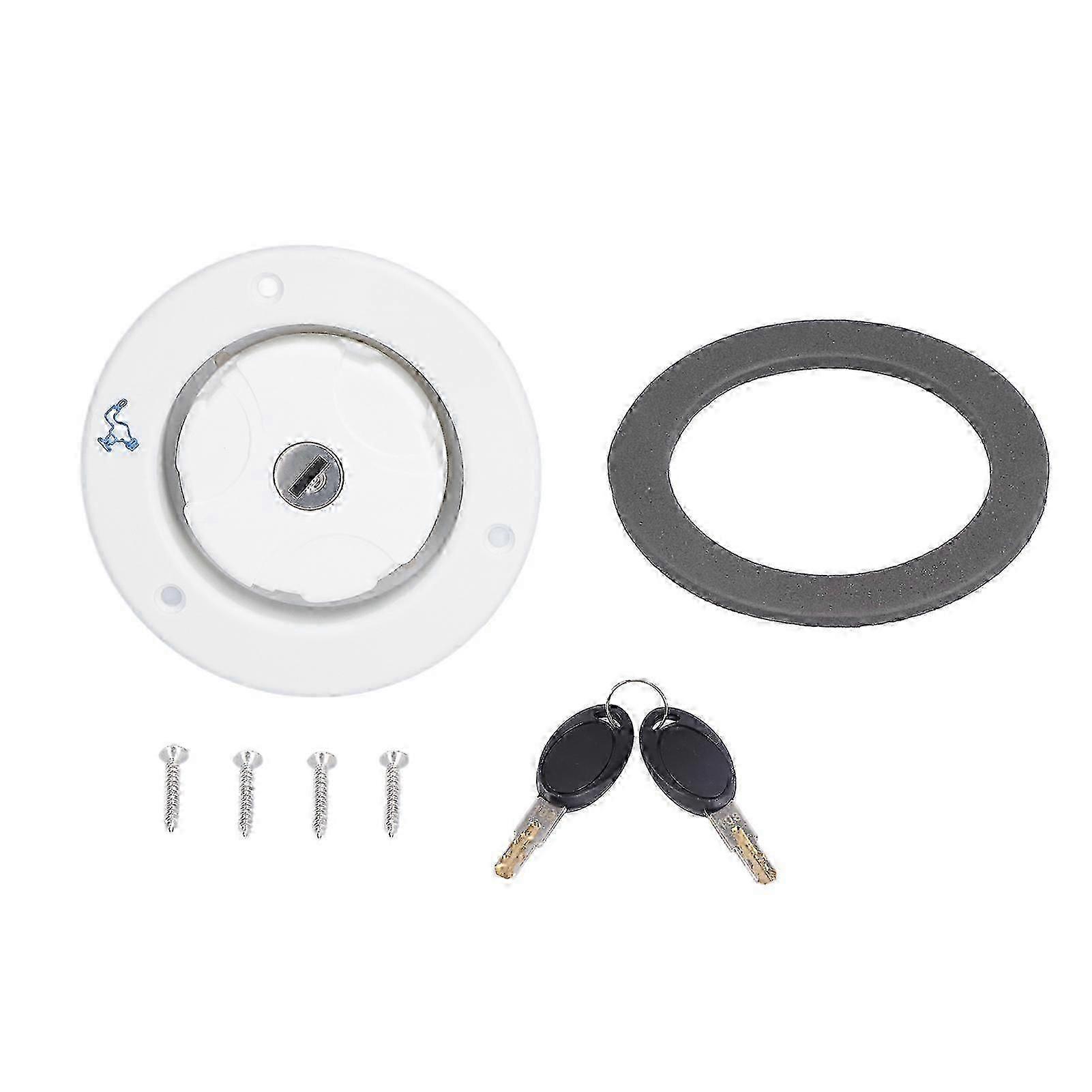 Gravity Water Fill Inlet with Key Lock White PP Plastic for RV Motorhome Camper Trailer Caravan