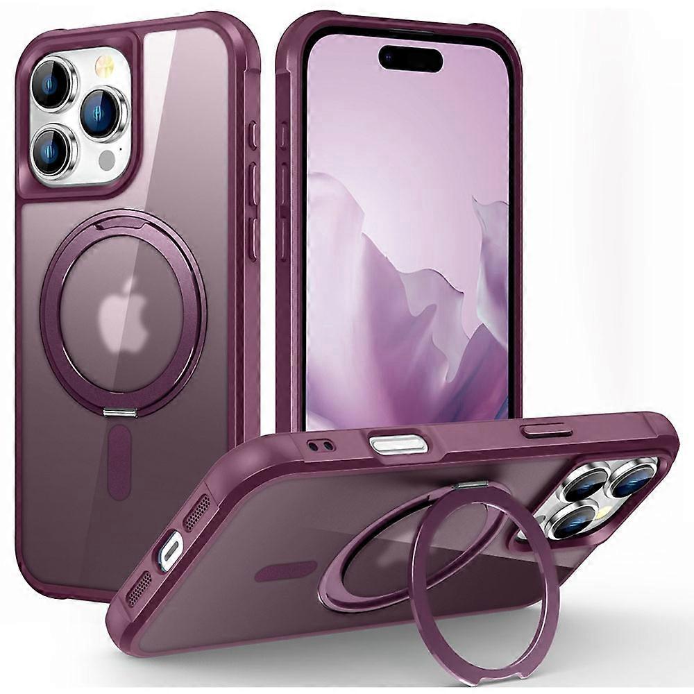 For iPhone 16 Pro Max Case Compatible with MagSafe Rotatable Ring Kickstand TPU+PC Phone Cover