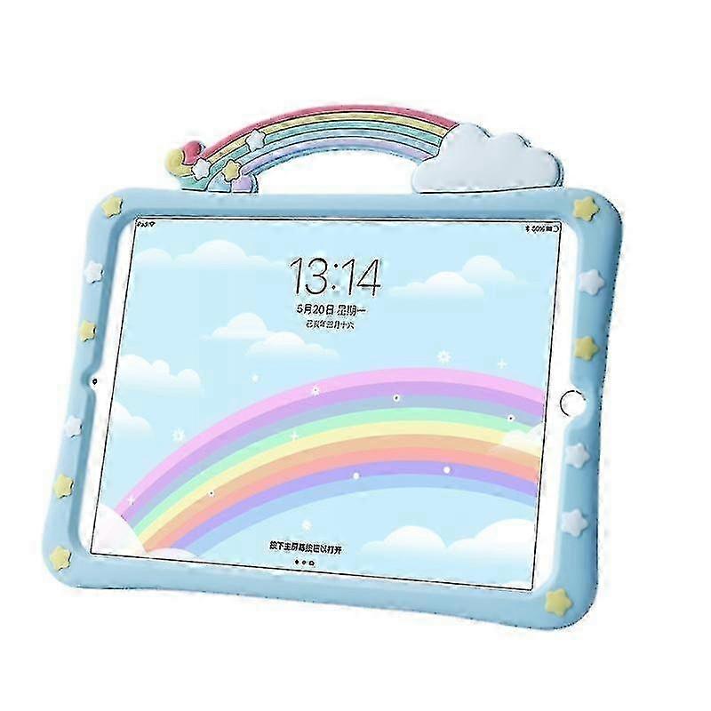 SSRGV Kids Case for iPad 2019(10.2Inch) Built-in Handle Stand, Comes with a Strap Silicone Shockproof iPad Cover (Blue)