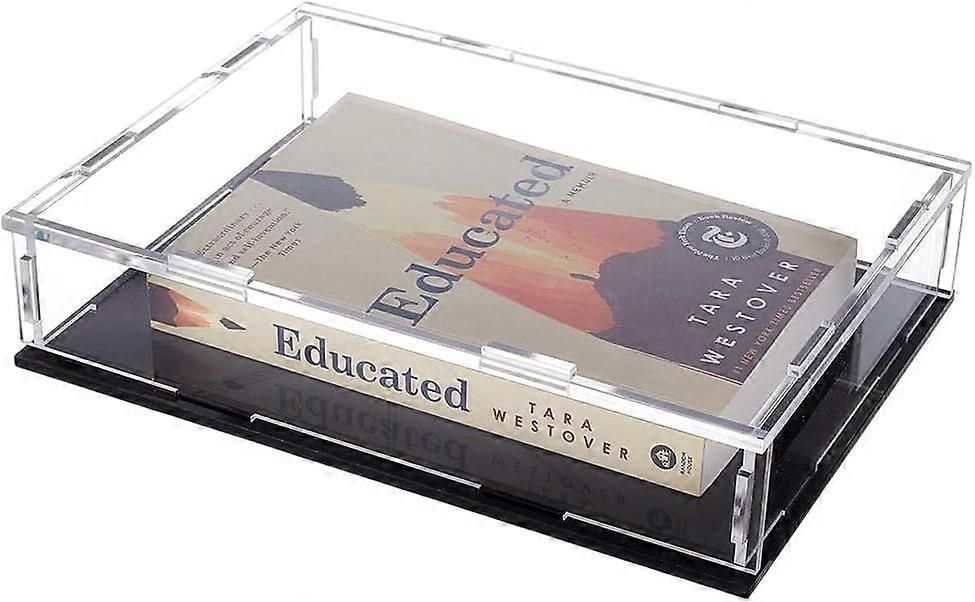 Acrylic Book Display Case 10.2x1.7x2.1inch Assemble Clear Acrylic Box with Black Bottom Transparent Display Cover Case for Book Display Book Protector