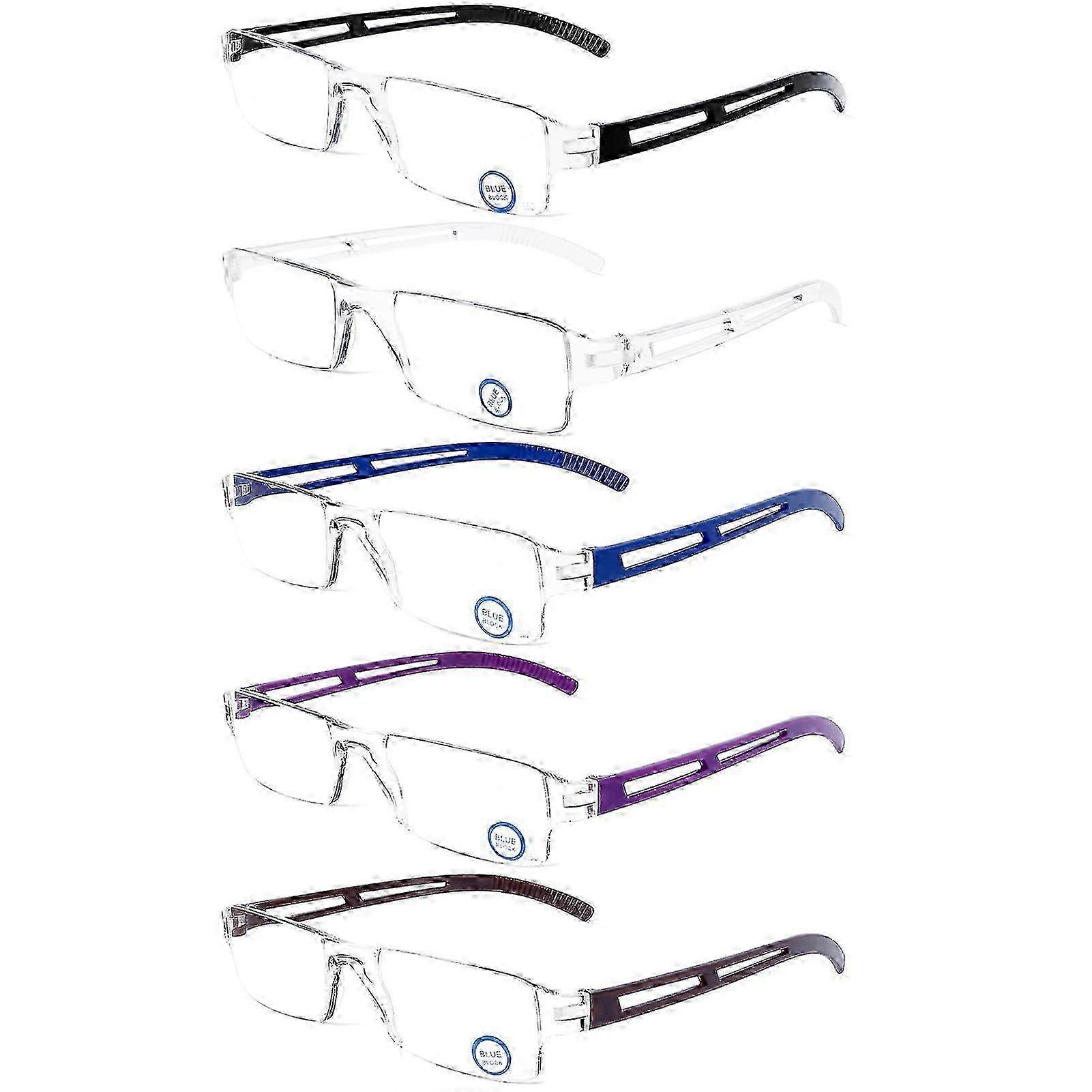 2025 5 Pack One-Piece Design Reading Glasses Comfortable Blue Light Blocking Computer Readers Anti Eyestrain