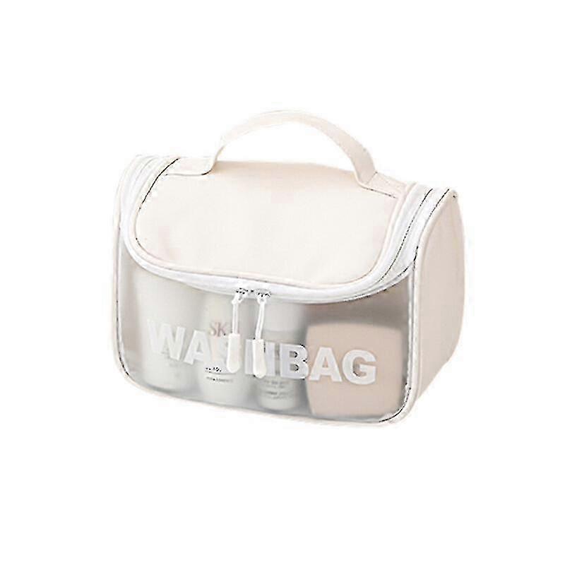 Pu Waterproof Toiletry Bag - Portable, Large Capacity, Transparent, Frosted Texture - Multifunctional, , Durable, Scratch-