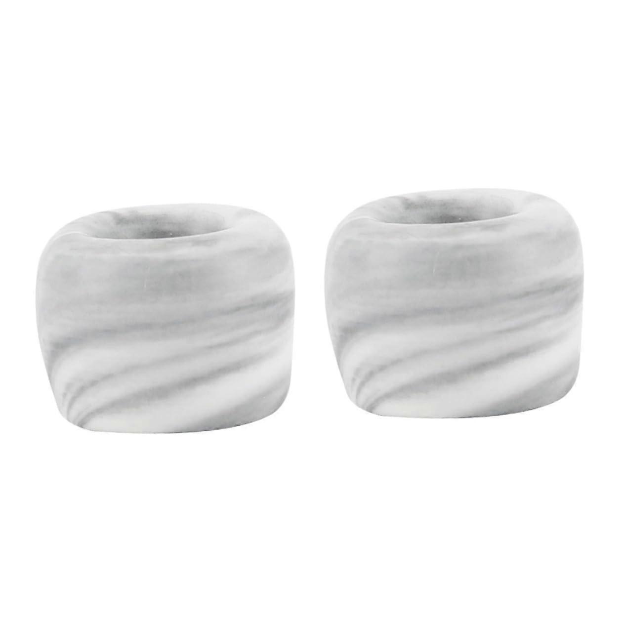 2 Pack Ceramic Toothbrush Holder with Marble Grain, Thickened Stand for Bathroom or Kitchen in Grey