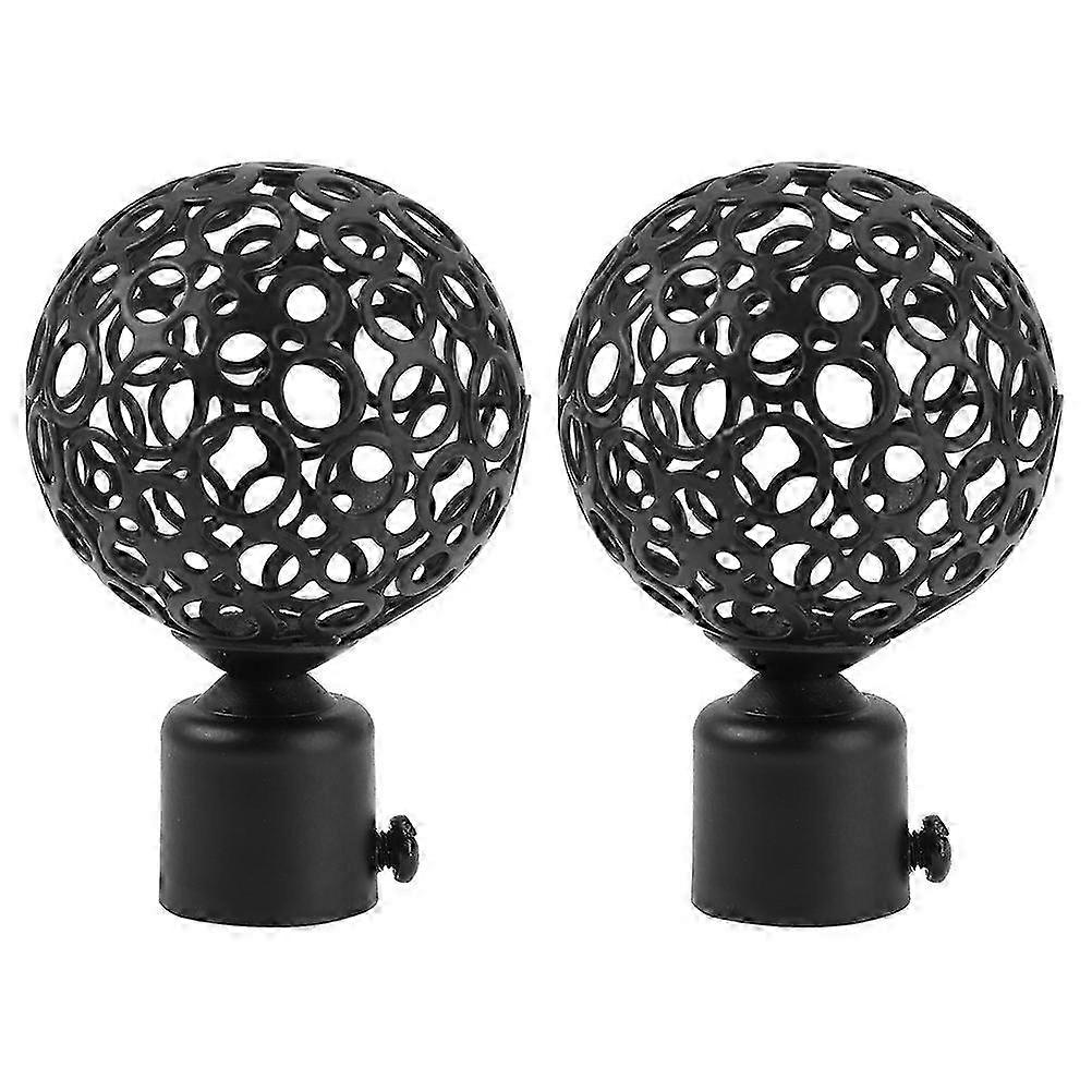 2pcs Hollow-designed Curtain Ball Rod Ends Window Curtain Rod Decorative Finials