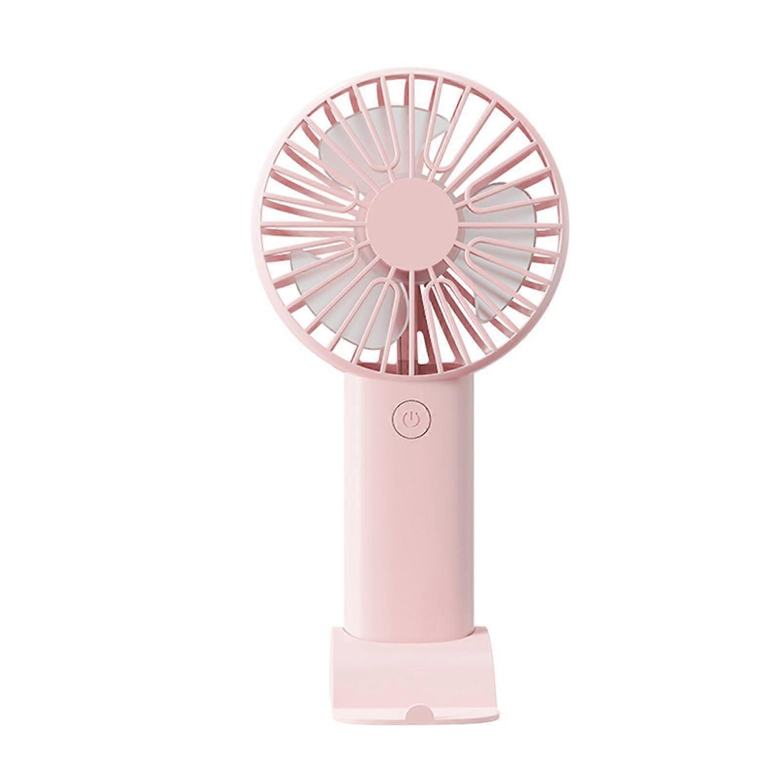 Portable Handheld Fan USB Rechargeable Mini Fan with 3 Speeds and Phone Holder Base for Indoor Outdoor Use (Pink, 1 Pack)