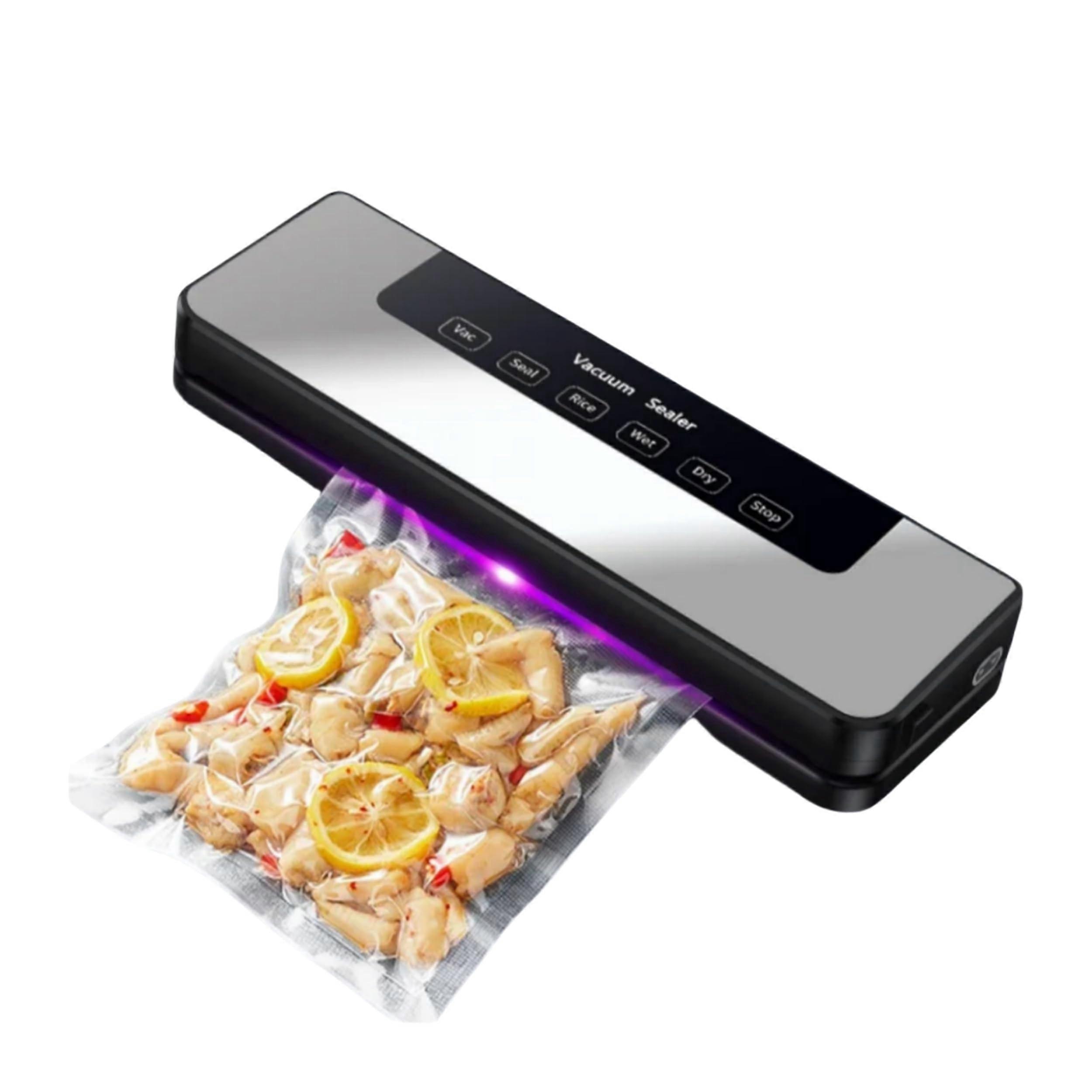 Vacuum Sealer Machine 80KPa Suction Power with 25 Bags for Food Storage, Dry & Moist Modes Silver