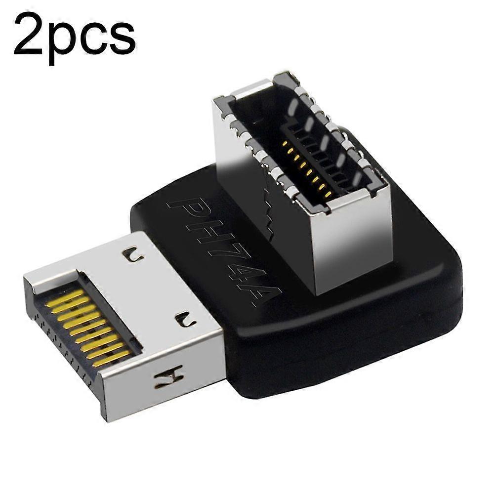 2 pcs USB3.1 Type-E Computer Motherboard Interface 90 Degrees Elbow Front Type-C Adapter