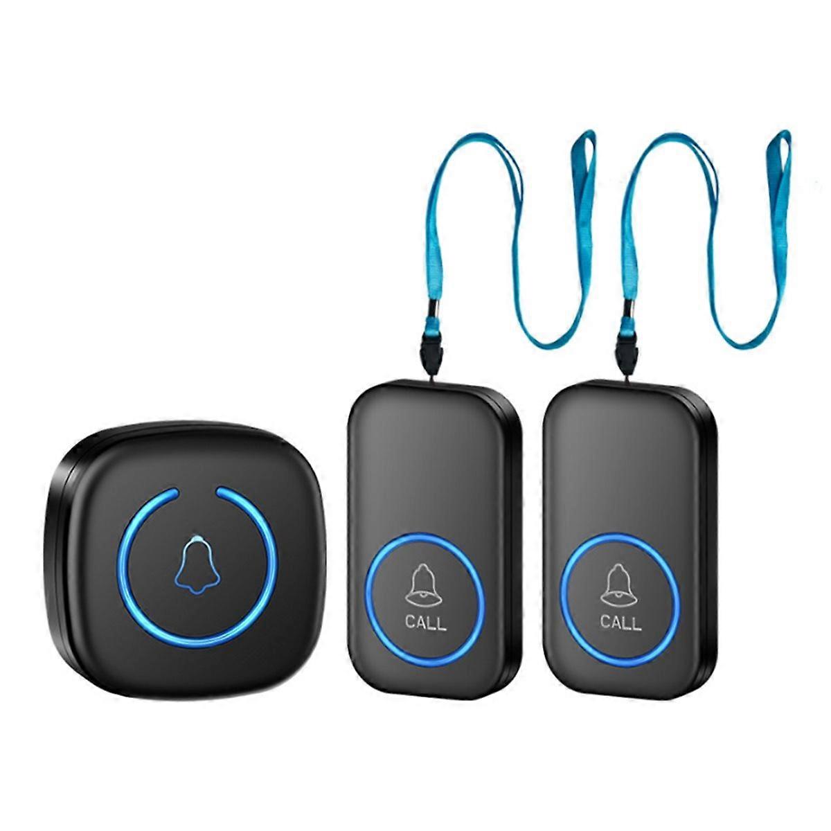 Wireless Lanyard Button Pager Emergency SOS Pager EU Plug Black