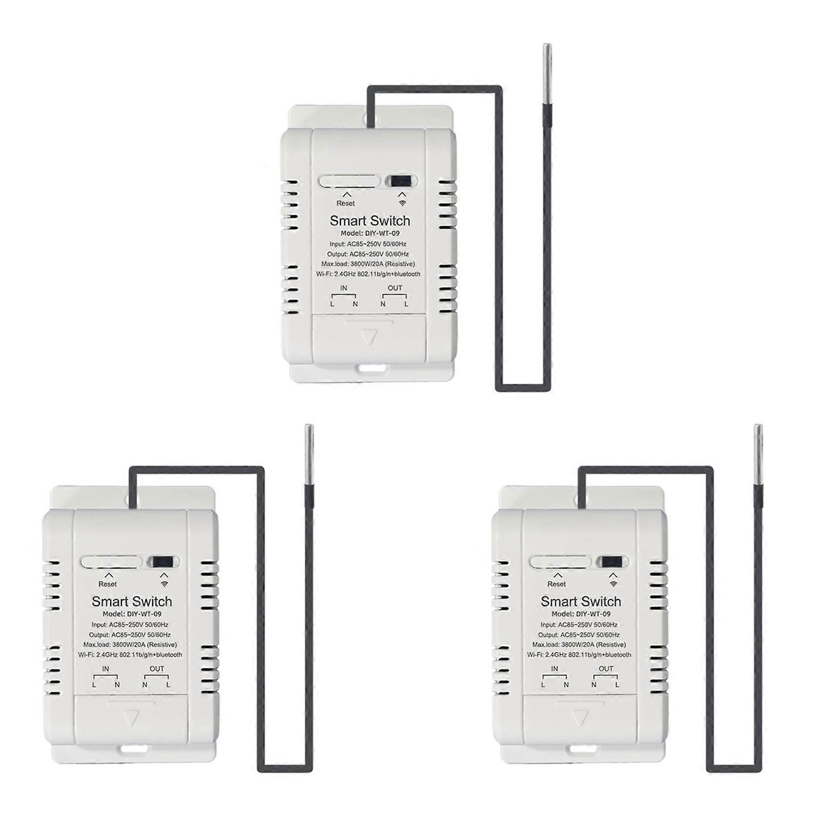 3X WiFi Temperature Switch with 1M Sensor EWelink Smart WiFi 20A Thermostat Temperature Switch Supports Voice Control