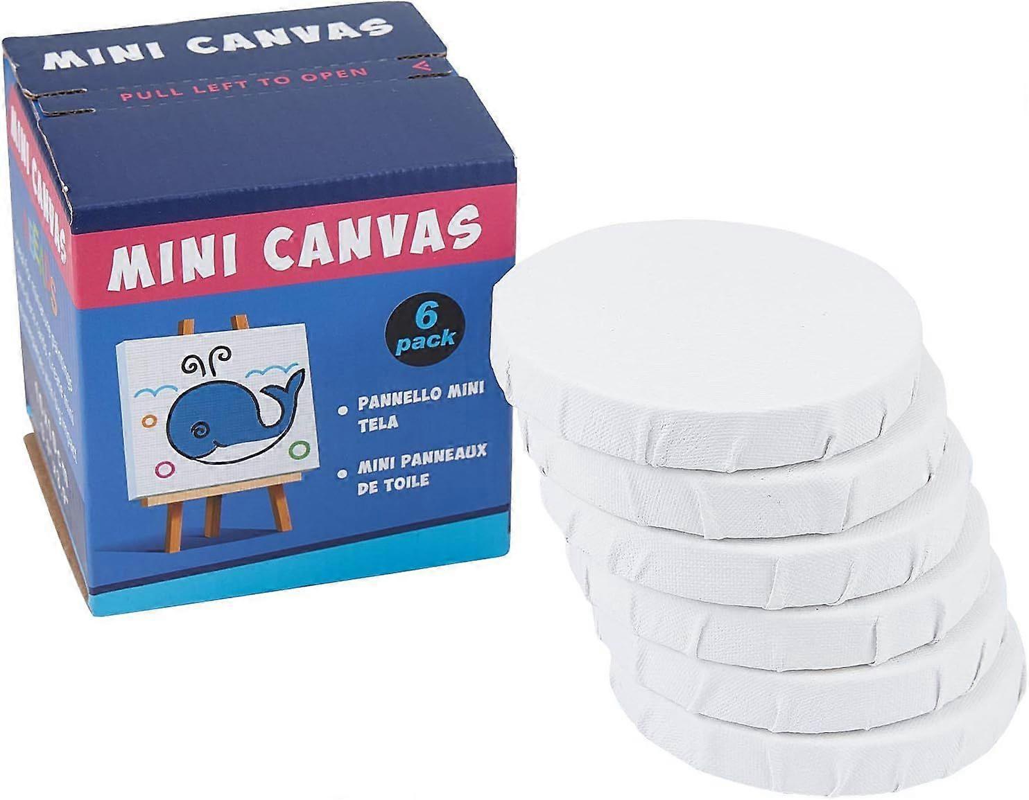 6 Packs Mini Canvas Panel 4 Inch Diameter Round Canvas Painting Sketchpad Wooden Sketchpad Drawing Board for Painting Craft Drawing