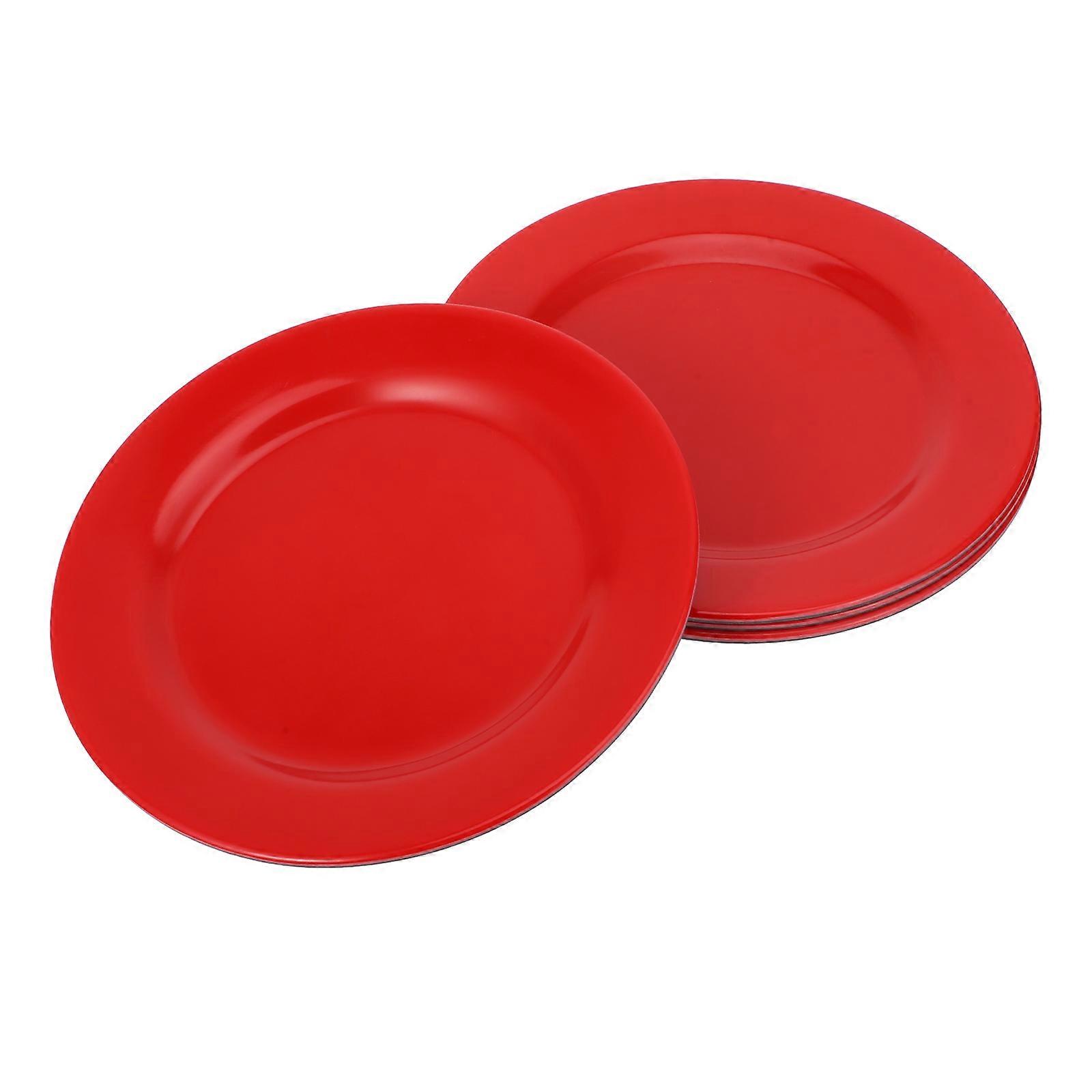 Lightweight Red Dinner Plates Set for Storage 4Pcs Outdoor Use