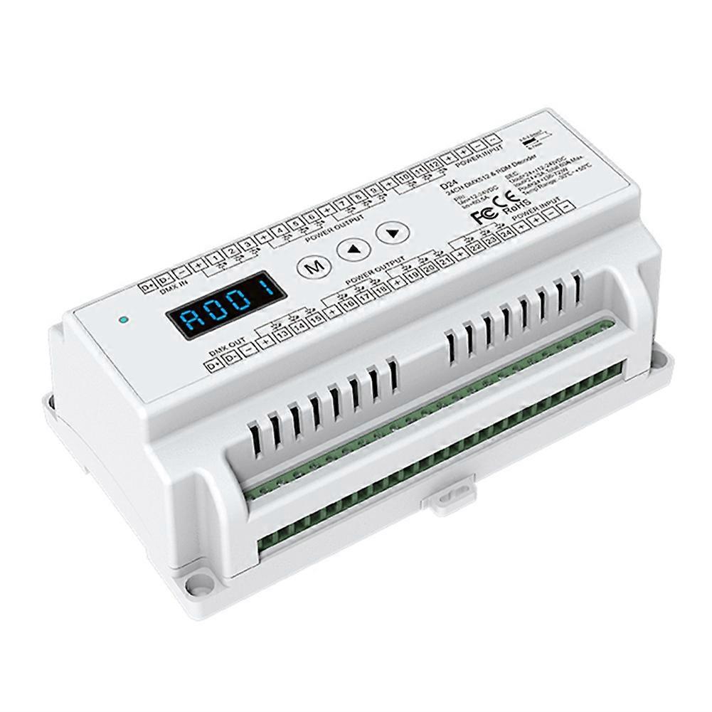 D24 DC12-24V 24 Channel RGB DIN Rail DMX512 Controller RGB LED Strip Light Dimmer Stage Light RDM DMX512 Decoder