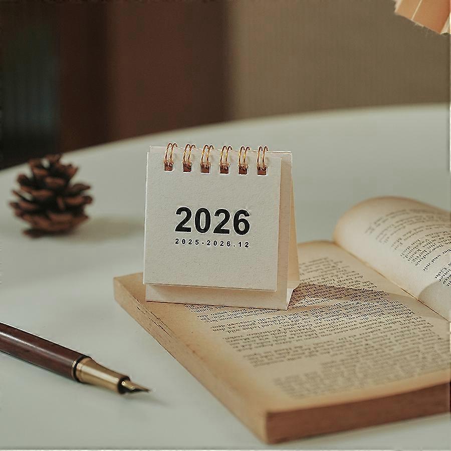 2026 Mini Desk Calendar Casual Style Solid Color Portable Calendar Desktop Ornament Check-In Plan Small Desk Calendar