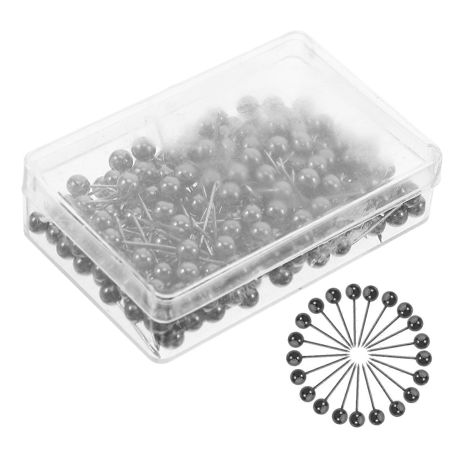 200Pcs Black Plastic Round Head Map Pins for Marking Push Pins