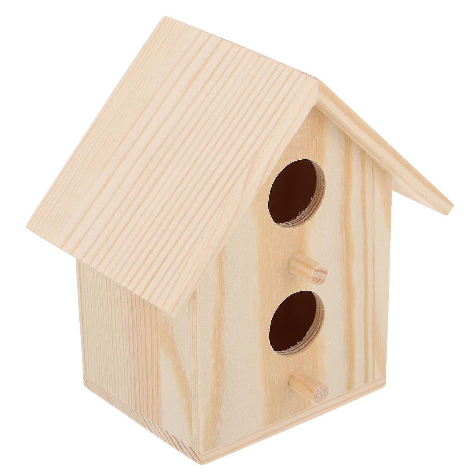 Beige Plastic Wooden Bird Nest for Pet Birds Comfortable Parrot Incubation Box 2pcs