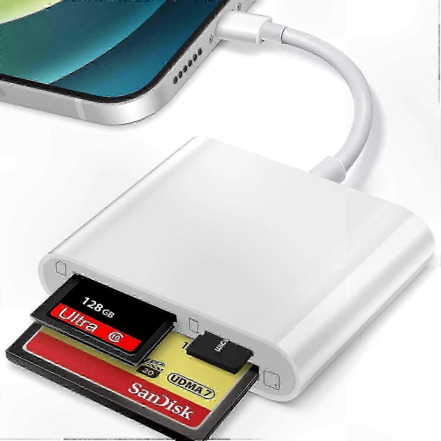 Adapter for CF, SD, TF, and Lightning Cards with High-Speed Data Transfer Capability