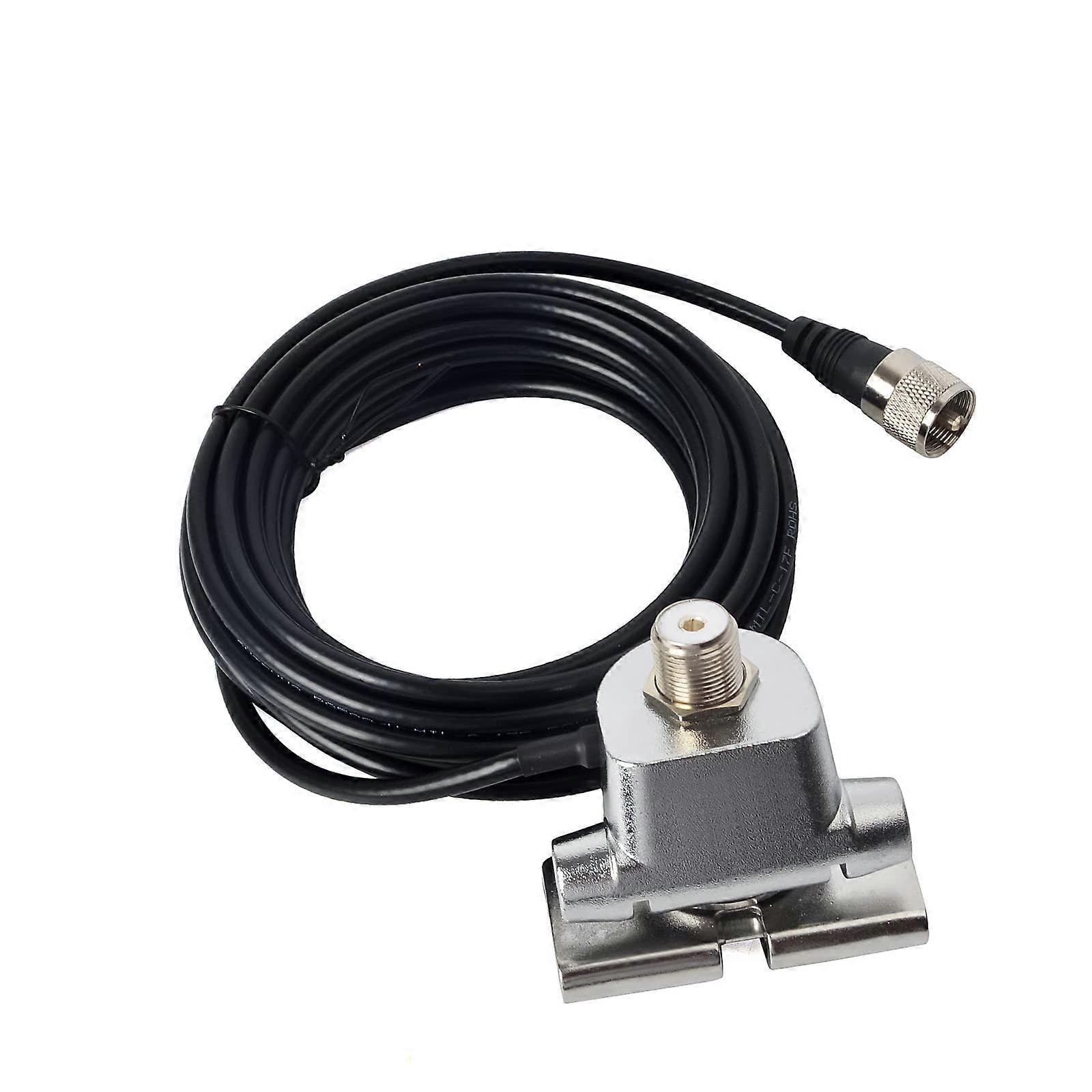 Car Antenna Mount with RG58 Cable, Stainless Steel Hatchback Bracket, Adjustable Axis, NoDrill